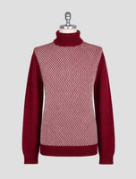 Kiton Burgundy White Cashmere Sweater Crewneck