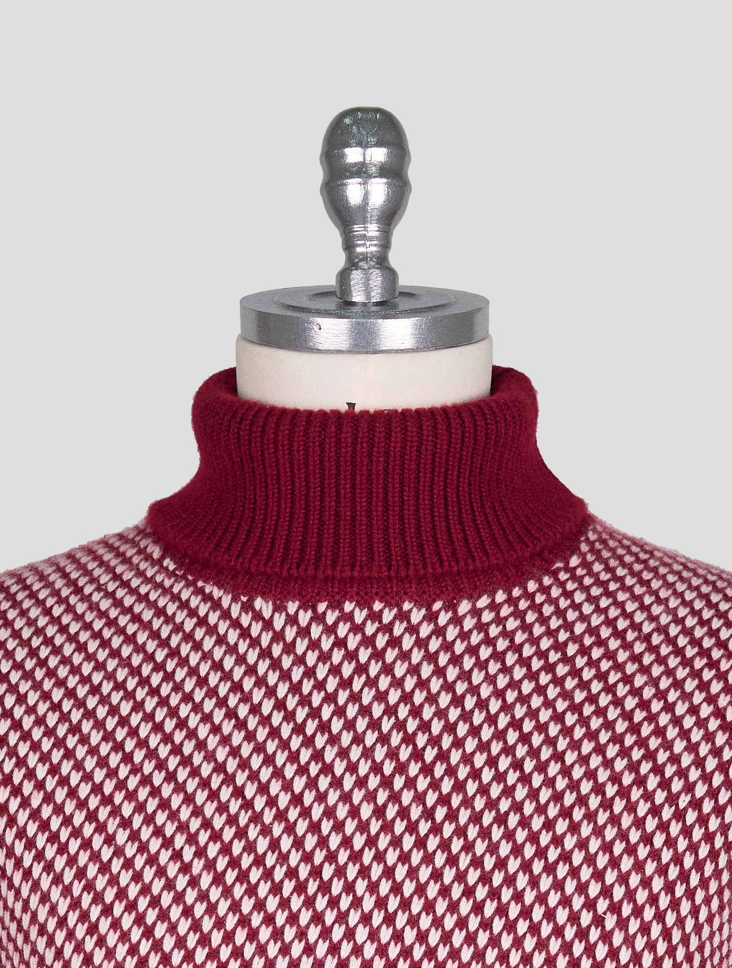 Kiton Burgundy White Cashmere Sweater Crewneck