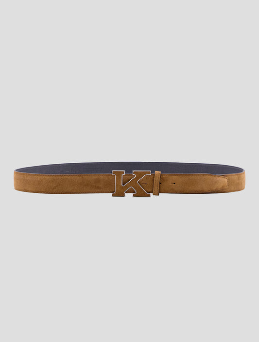 Kiton Brown Leather Suede Belt