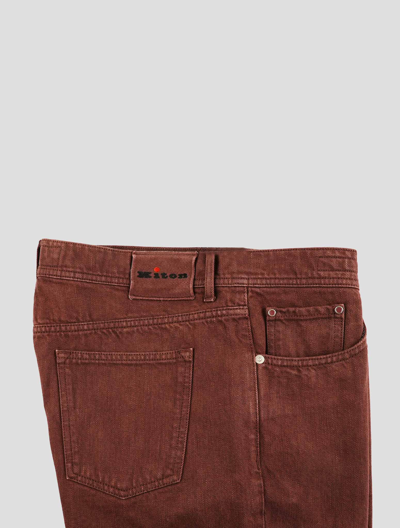 Kiton Burgundy Cotton Ea Jeans