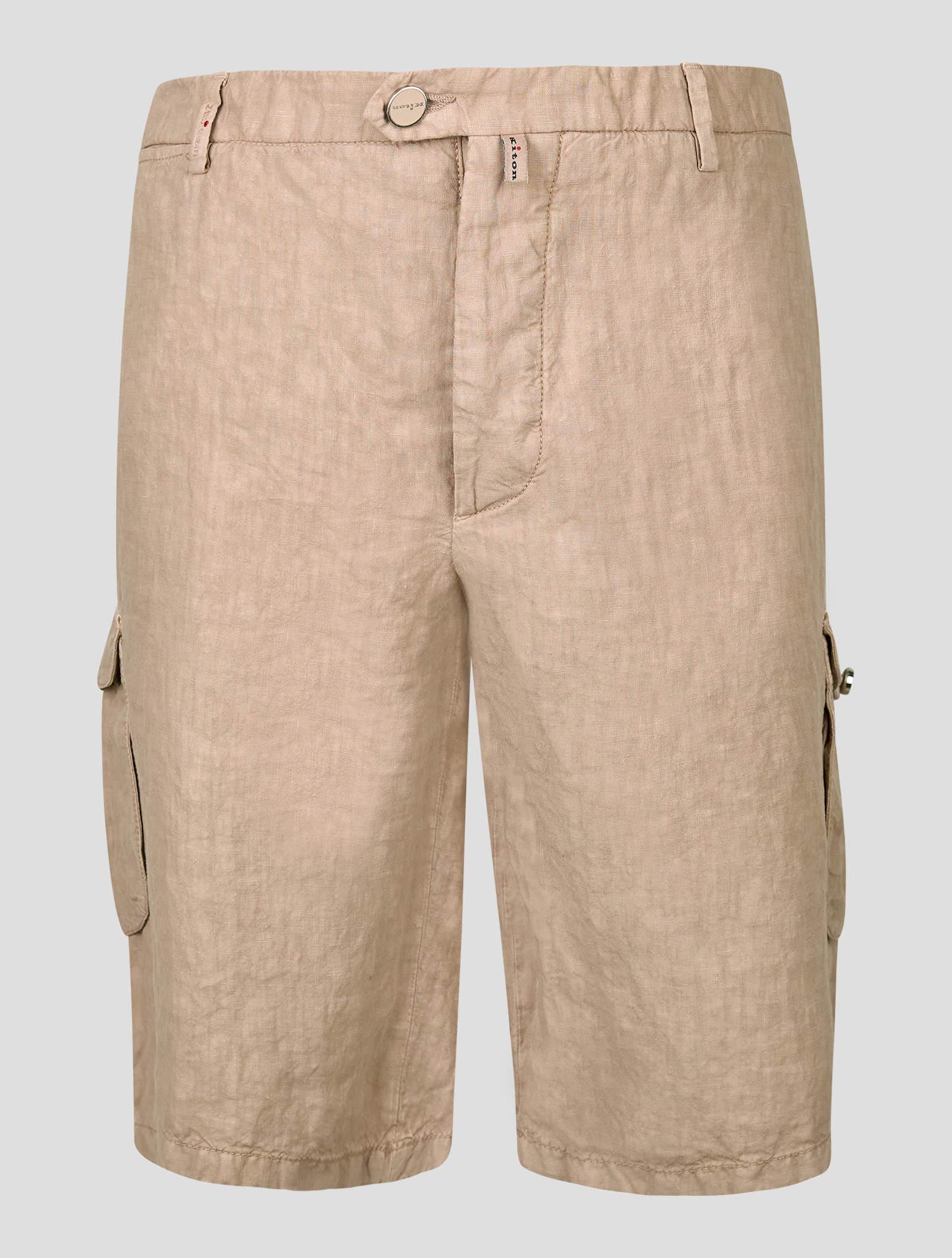 Kiton Beige Linen Cargo Short Pants