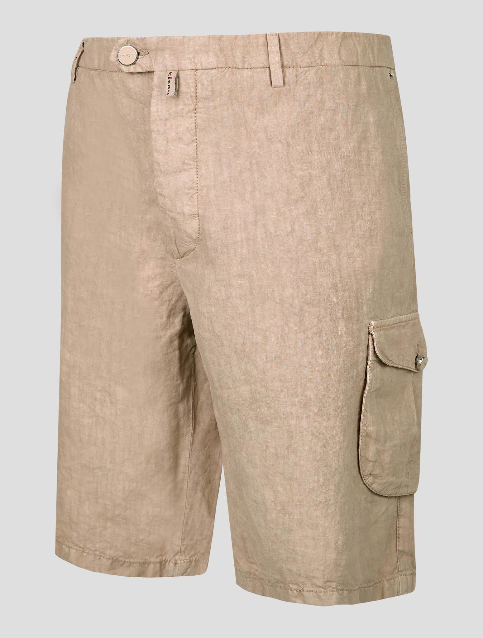 Kiton Beige Linen Cargo Short Pants