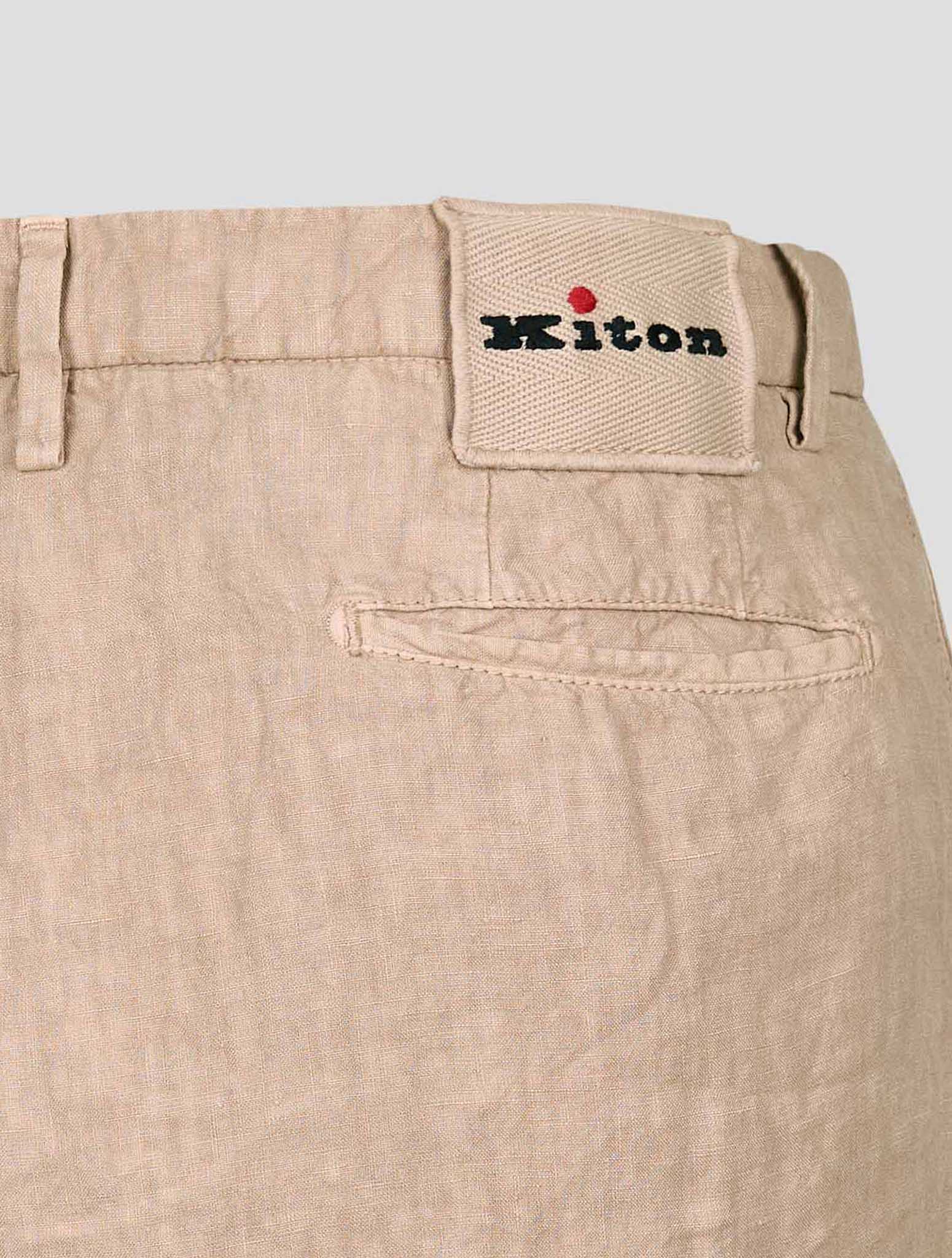 Kiton Beige Linen Cargo Short Pants