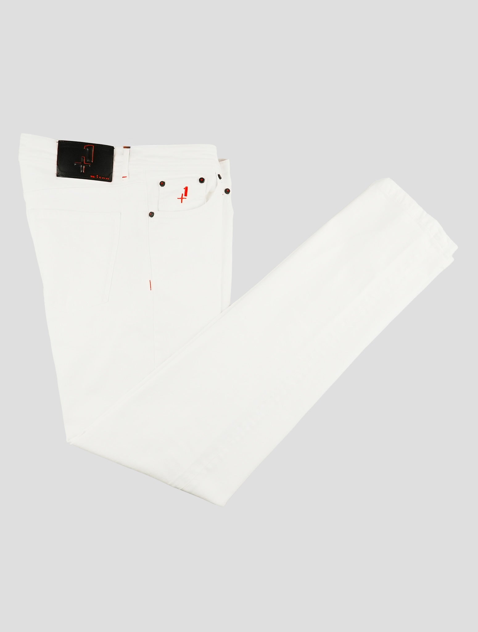 Kiton White Cotton Ea Jeans