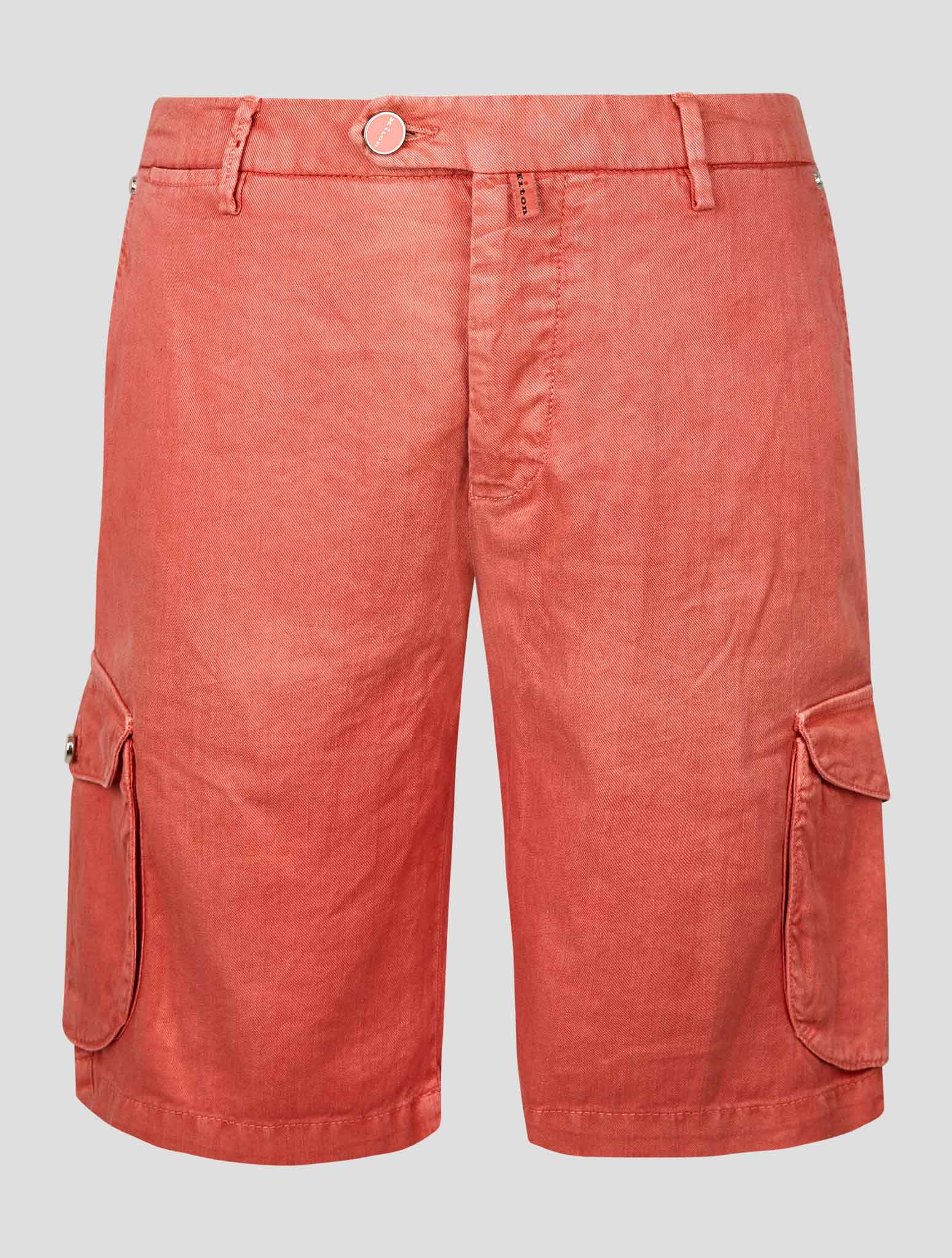 Kiton Red Linen Cotton Ea Cargo Pants