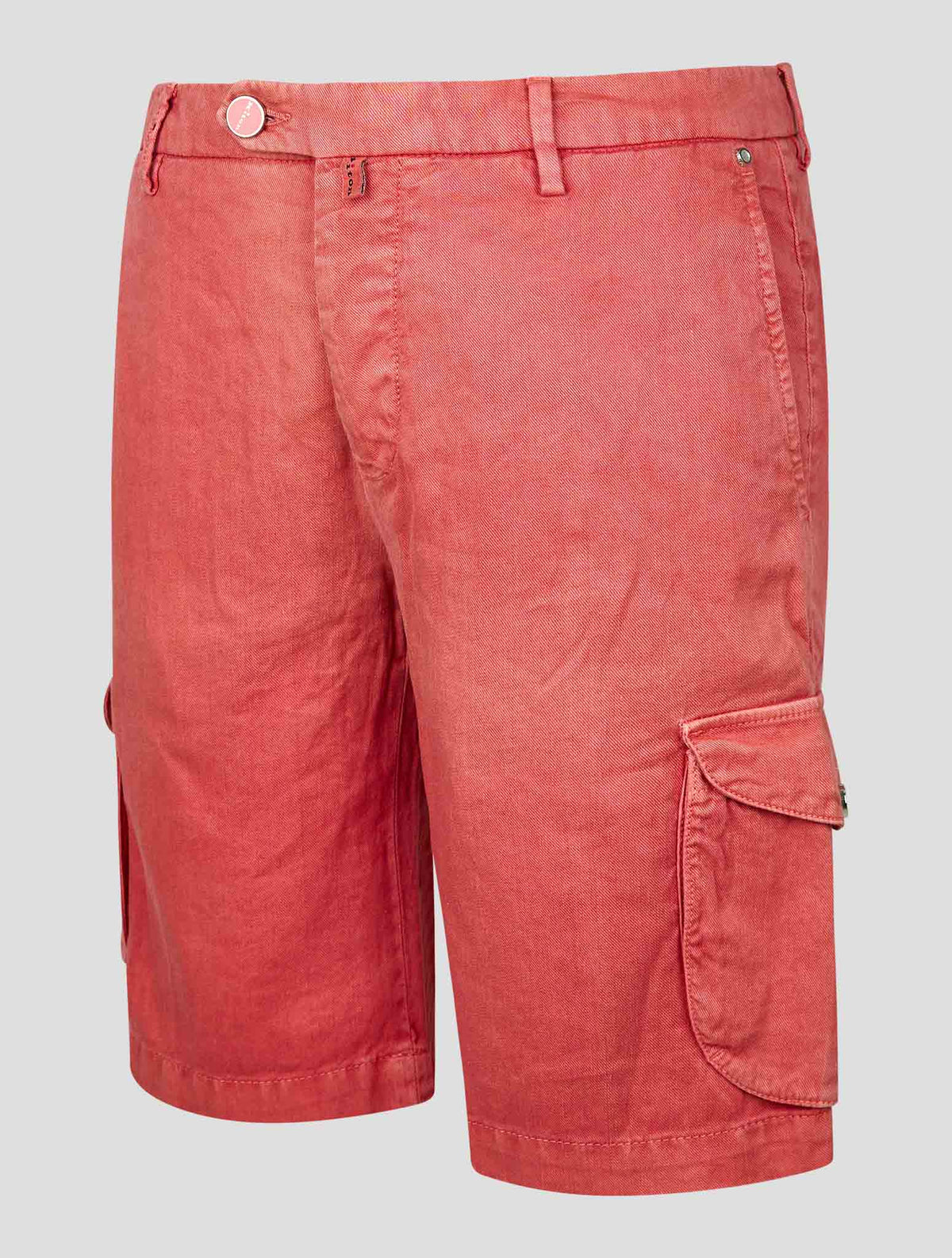 Kiton Red Linen Cotton Ea Cargo Pants