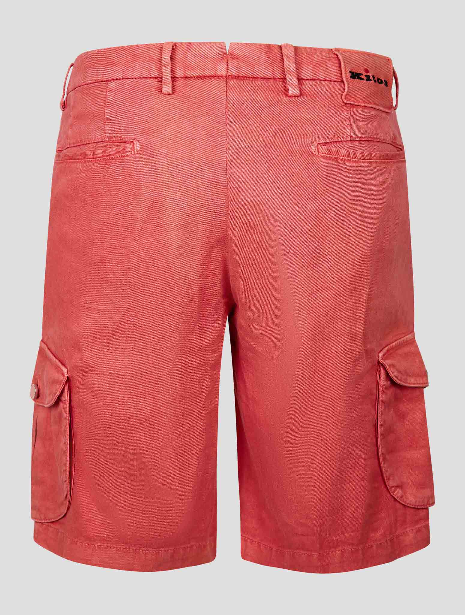 Kiton Red Linen Cotton Ea Cargo Pants