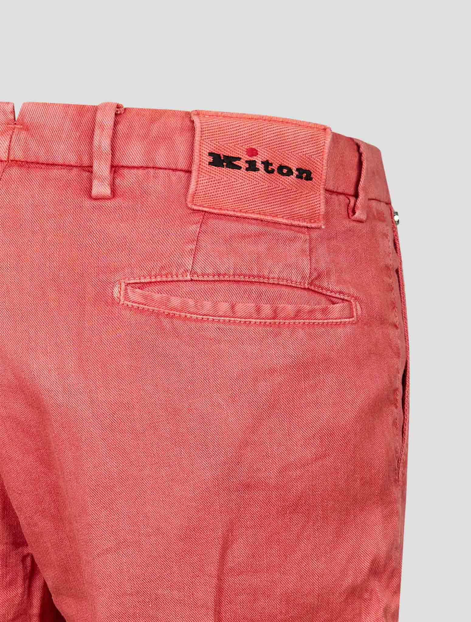 Kiton Red Linen Cotton Ea Cargo Pants