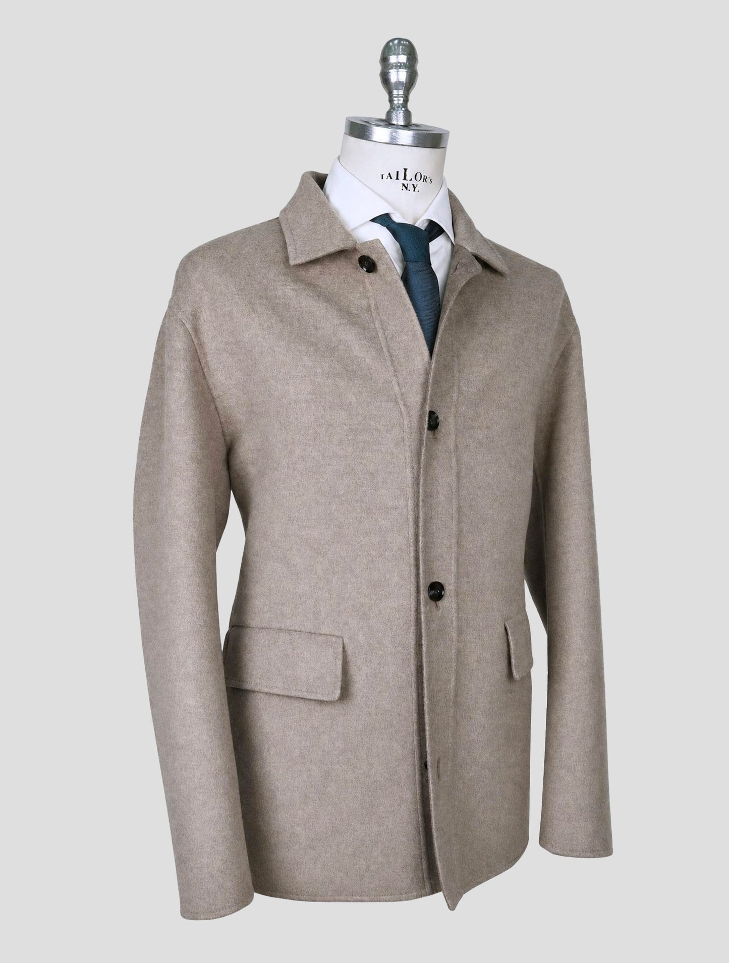 Kiton Beige Wool Cashmere Coat
