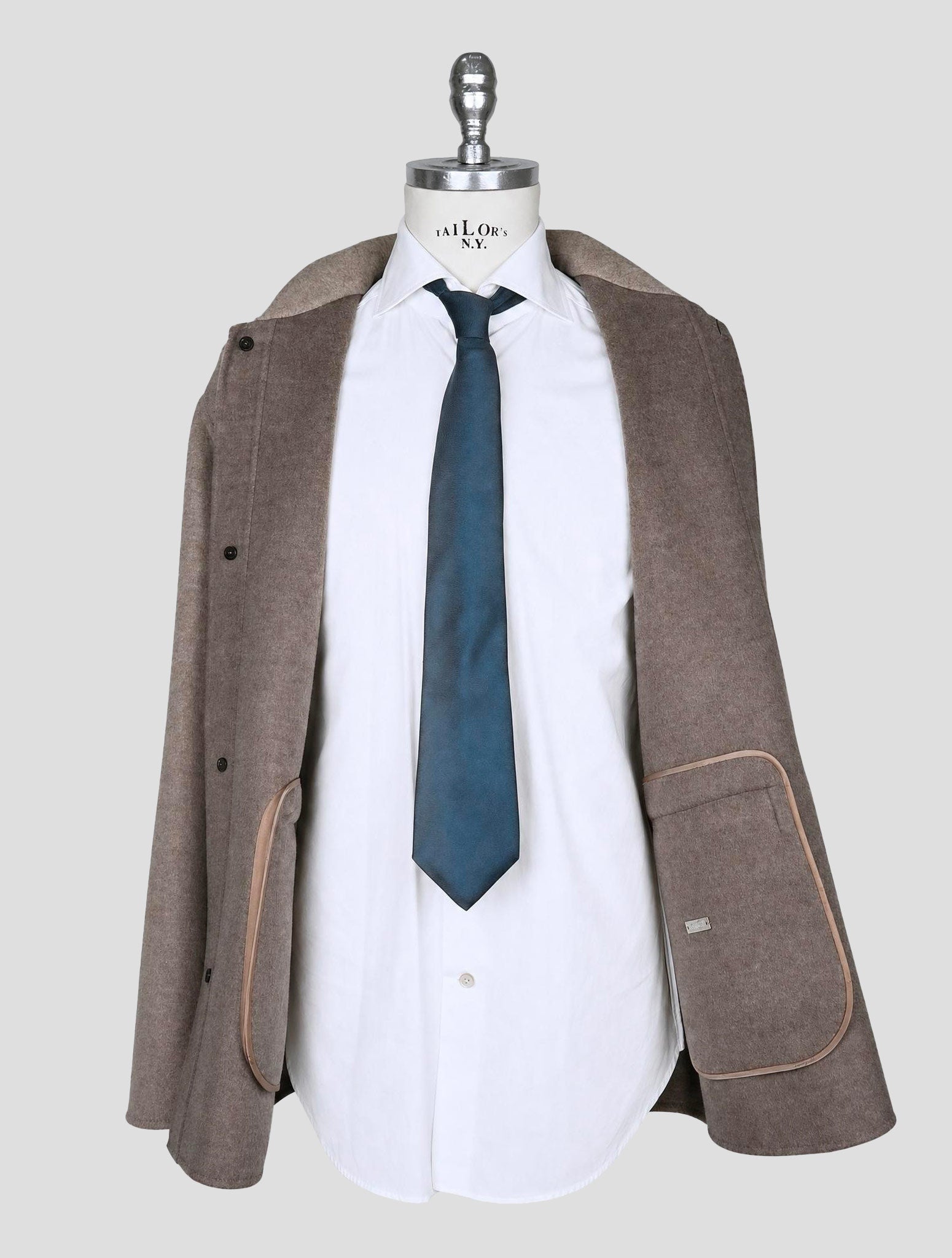 Kiton Beige Wool Cashmere Coat