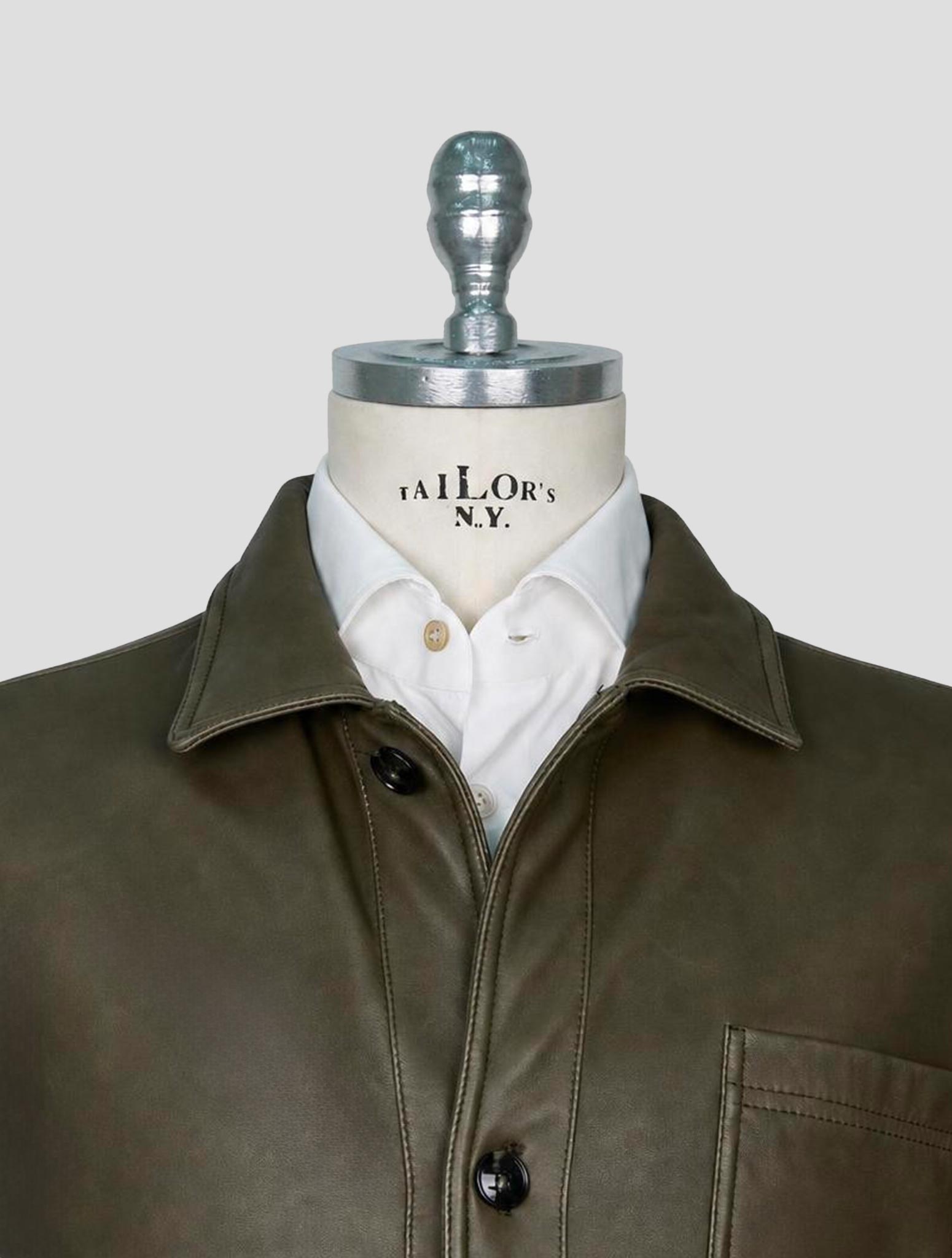 Kiton Green Leather Coat