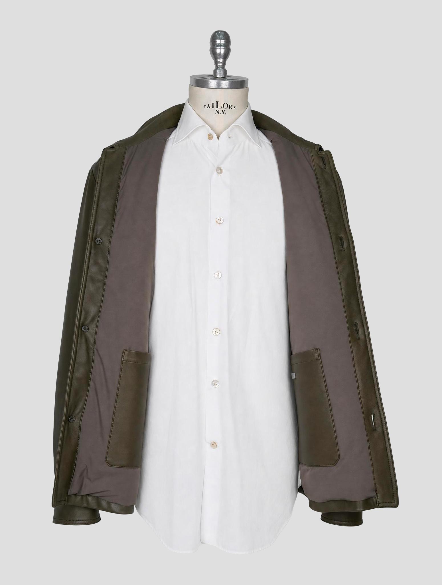 Kiton Green Leather Coat