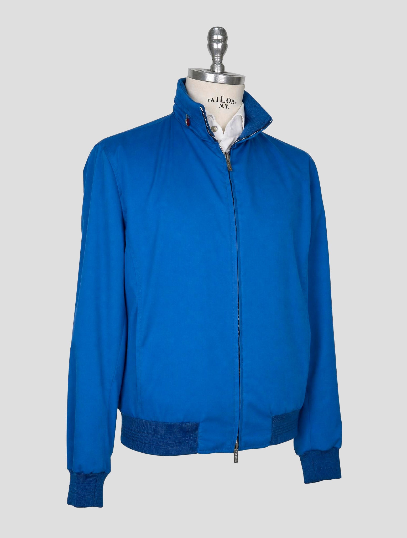Kiton Blue Cotton Wool Pl Coat