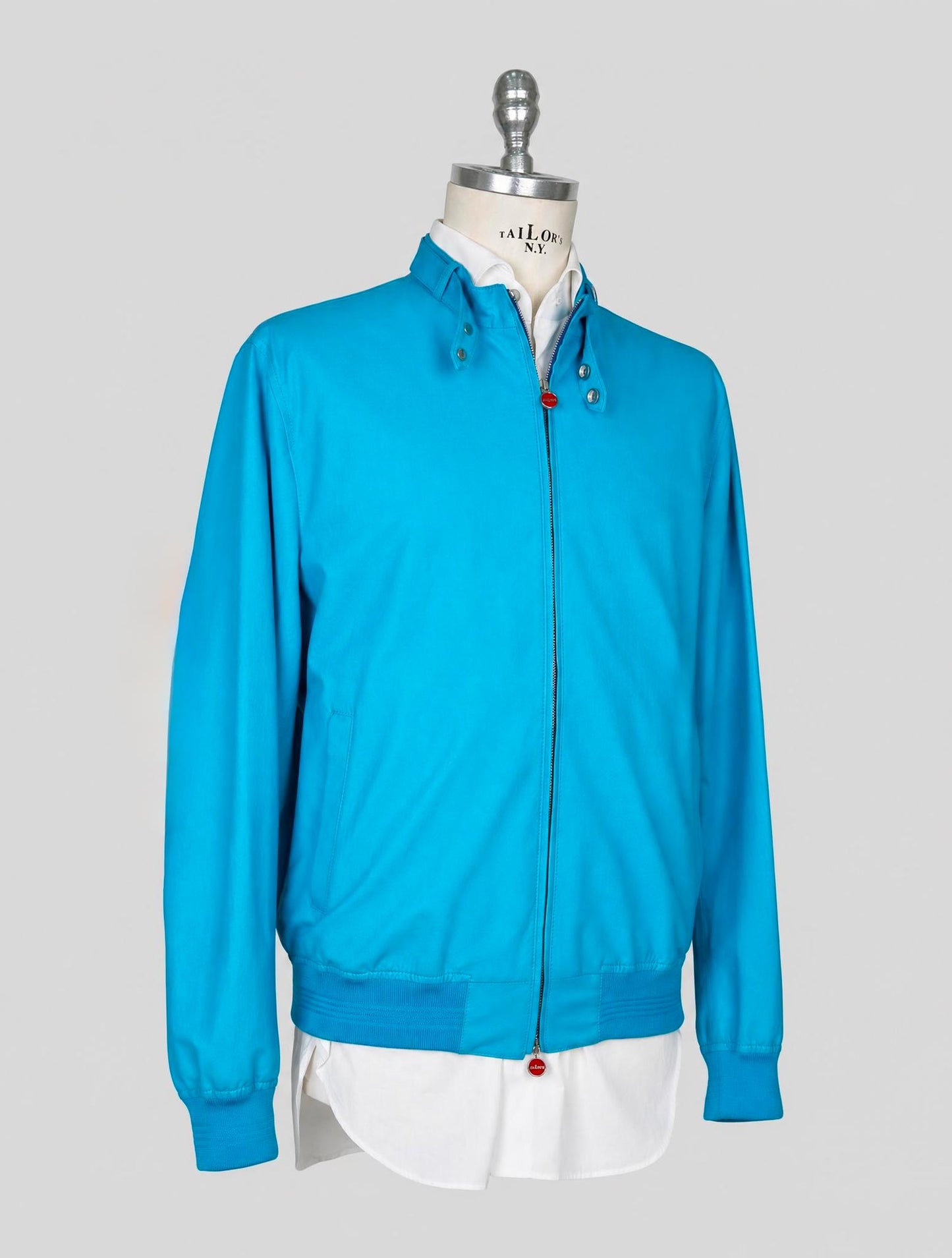 Kiton Light Blue Leather Calf Coat