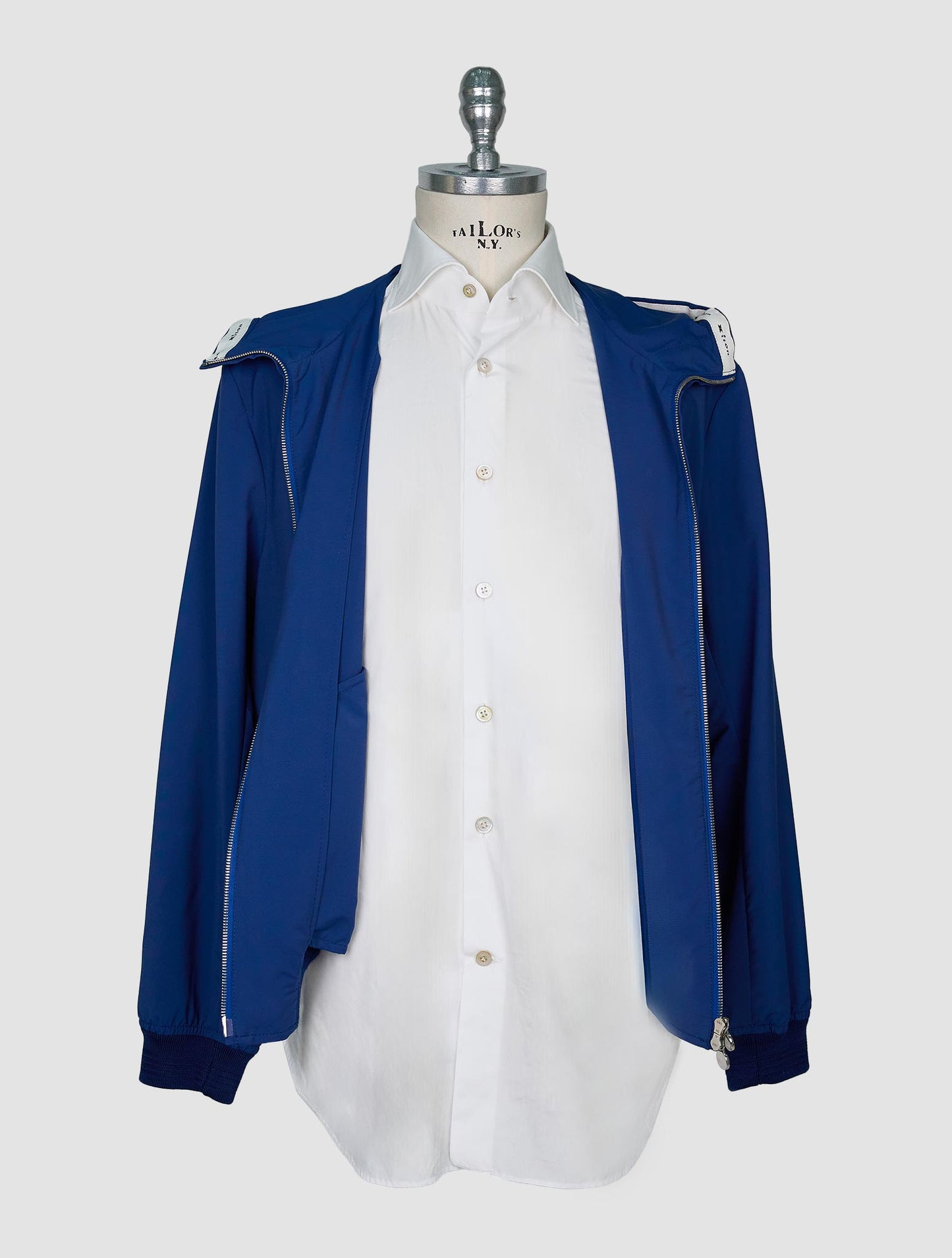 Kiton Blue Cotton Virgin Wool Coat