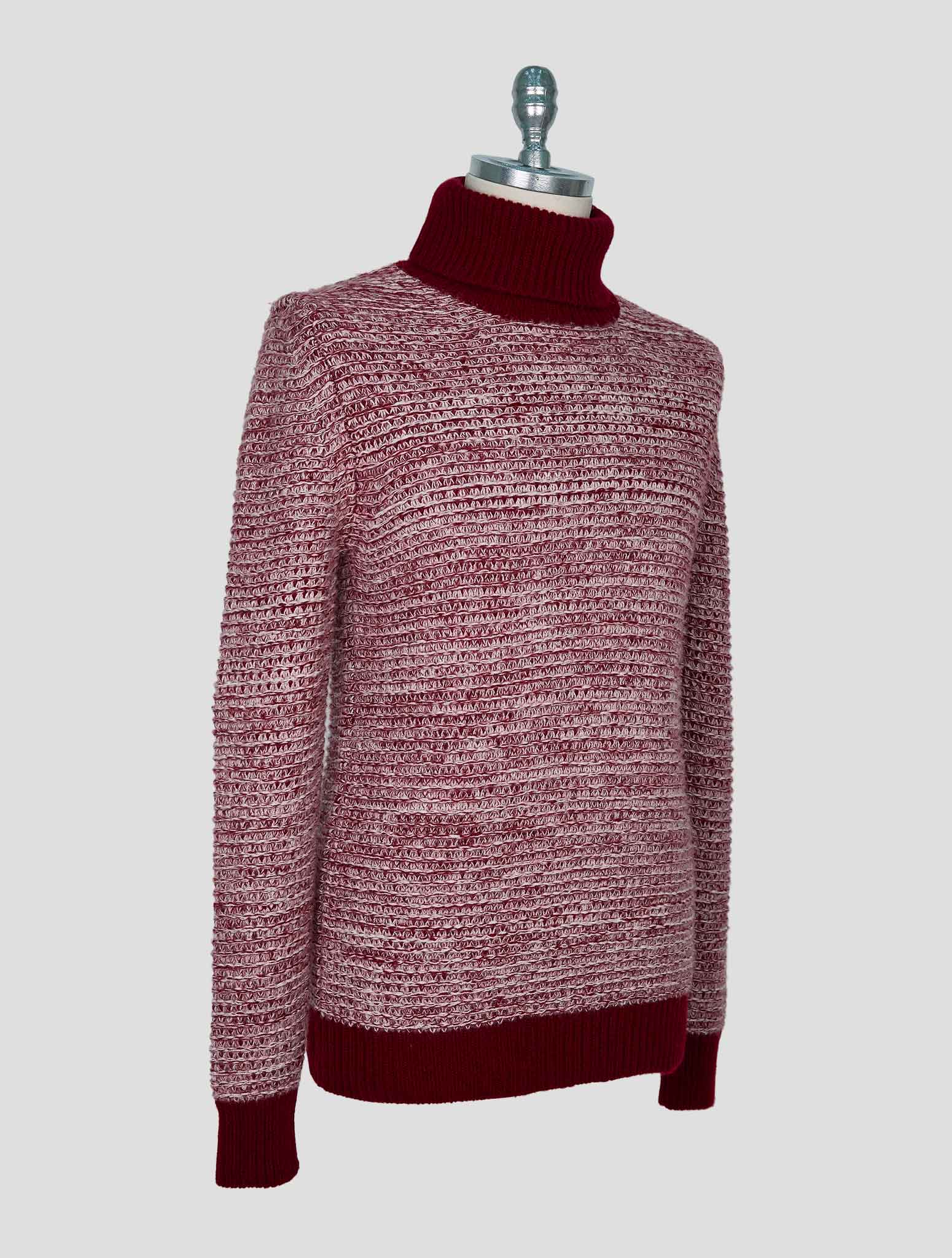 Kiton Burgundy White Cashmere Sweater Turtleneck