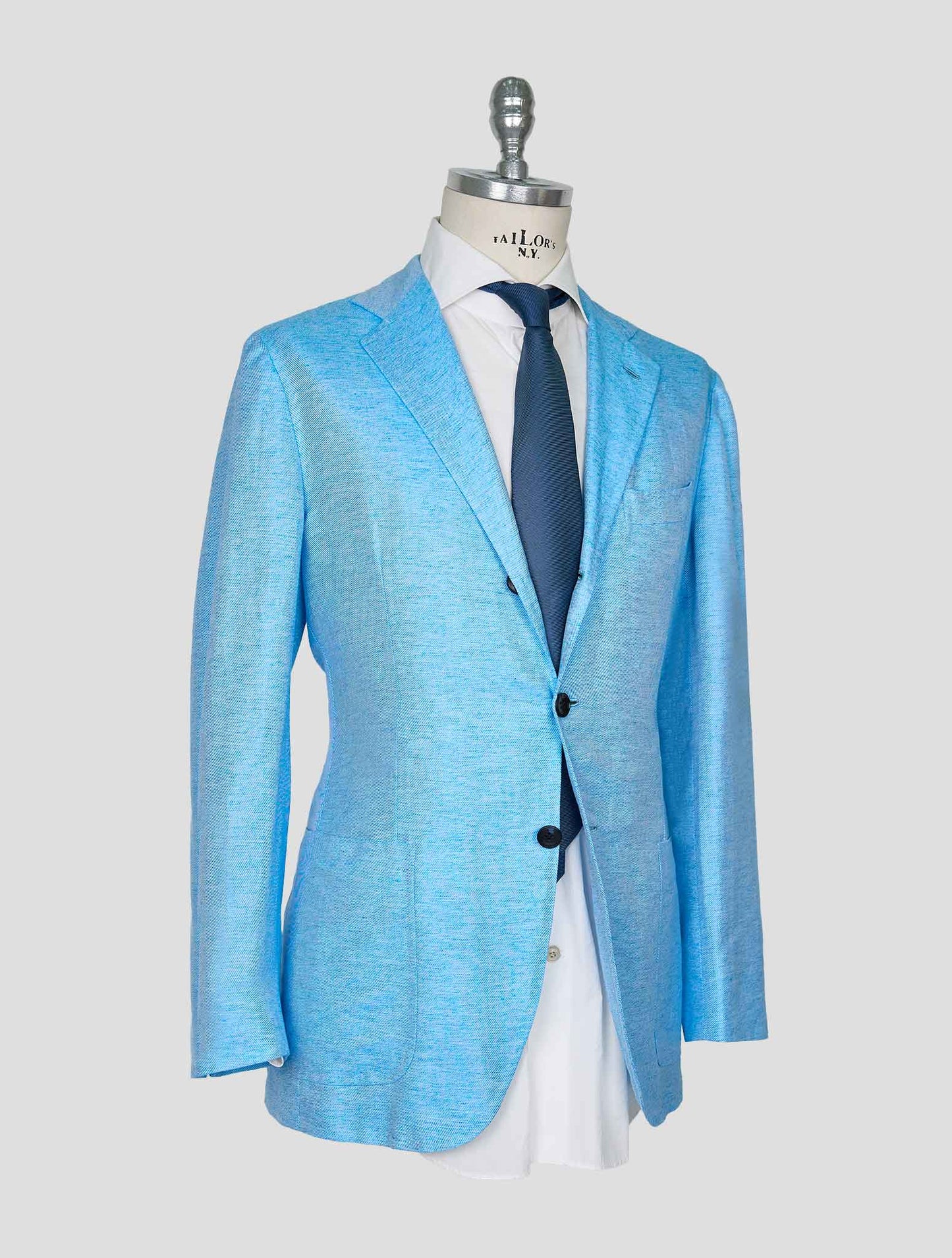 Kiton Light Blue Cotton Linen Blazer