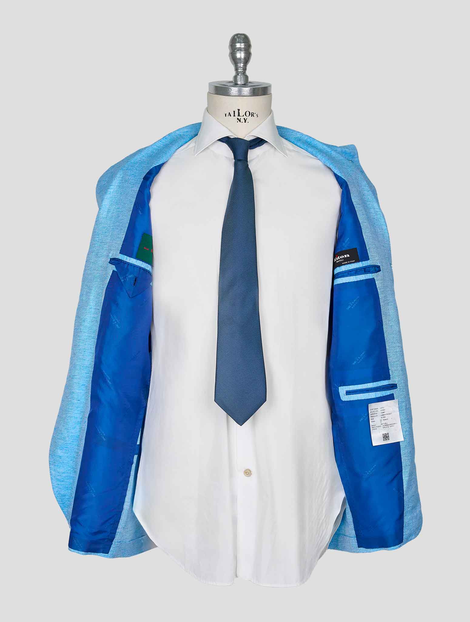 Kiton Light Blue Cotton Linen Blazer