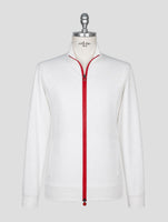 Kiton White Cotton Sweater Full Zip
