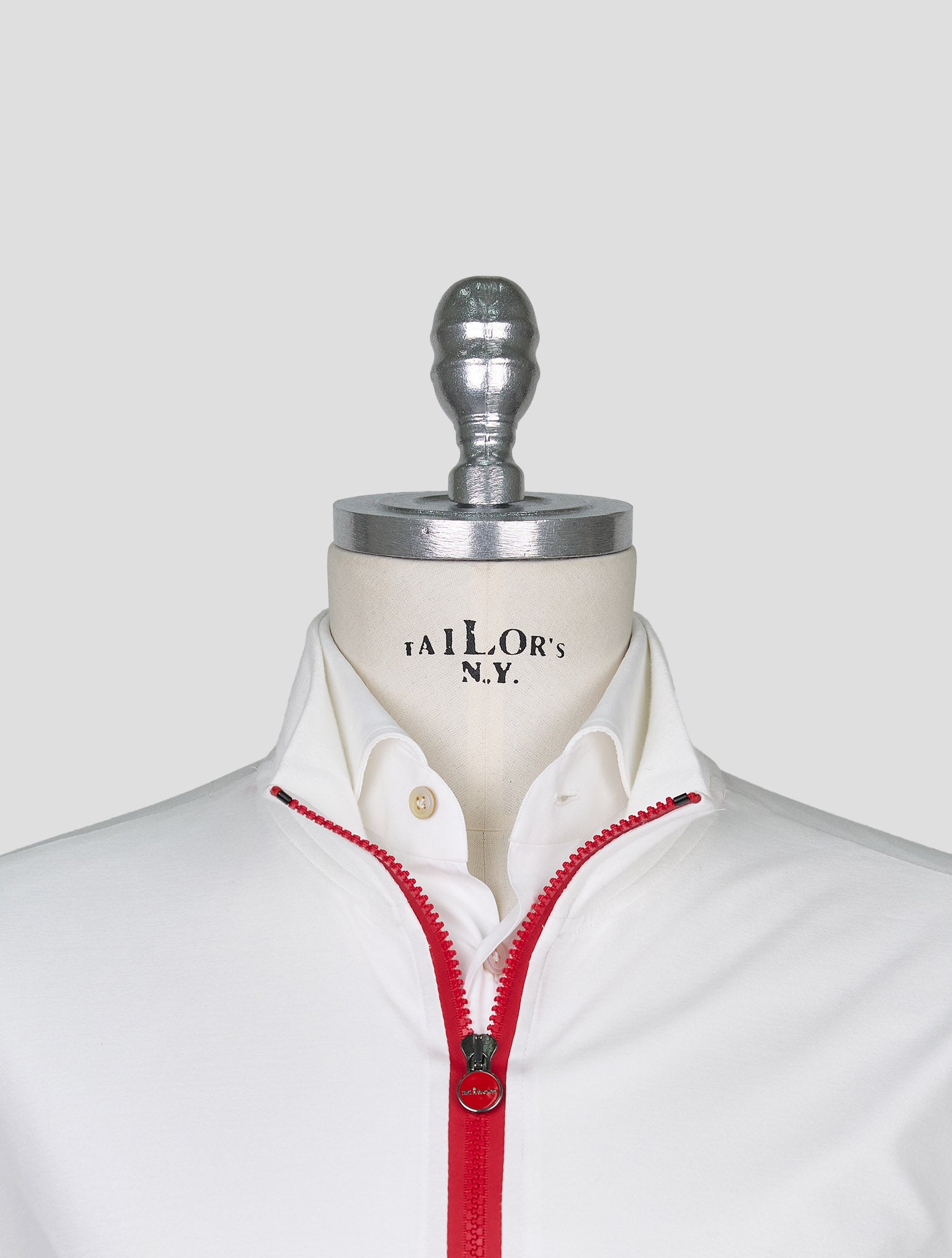 Kiton White Cotton Sweater Full Zip