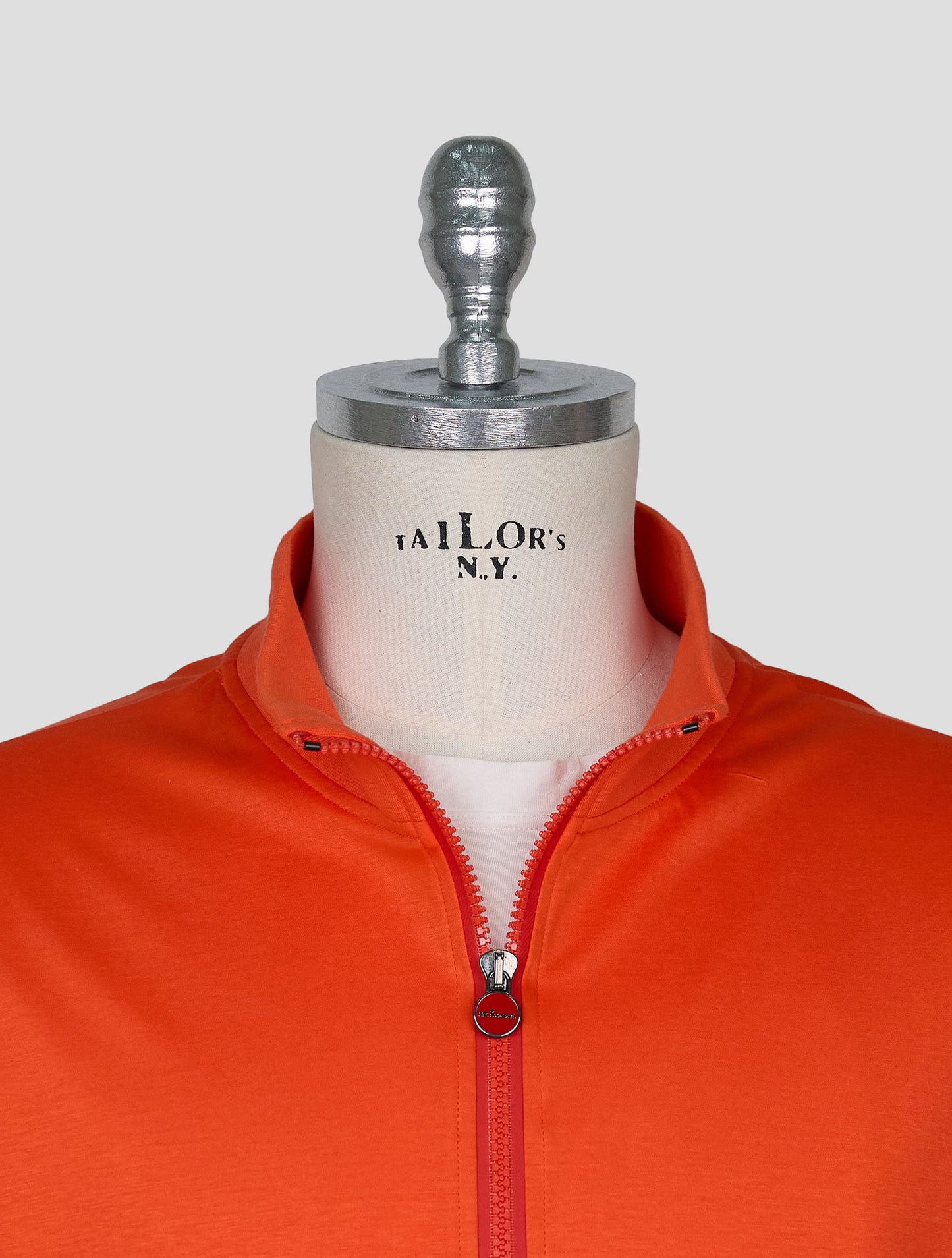 Kiton Orange Cotton Sweater Full Zip