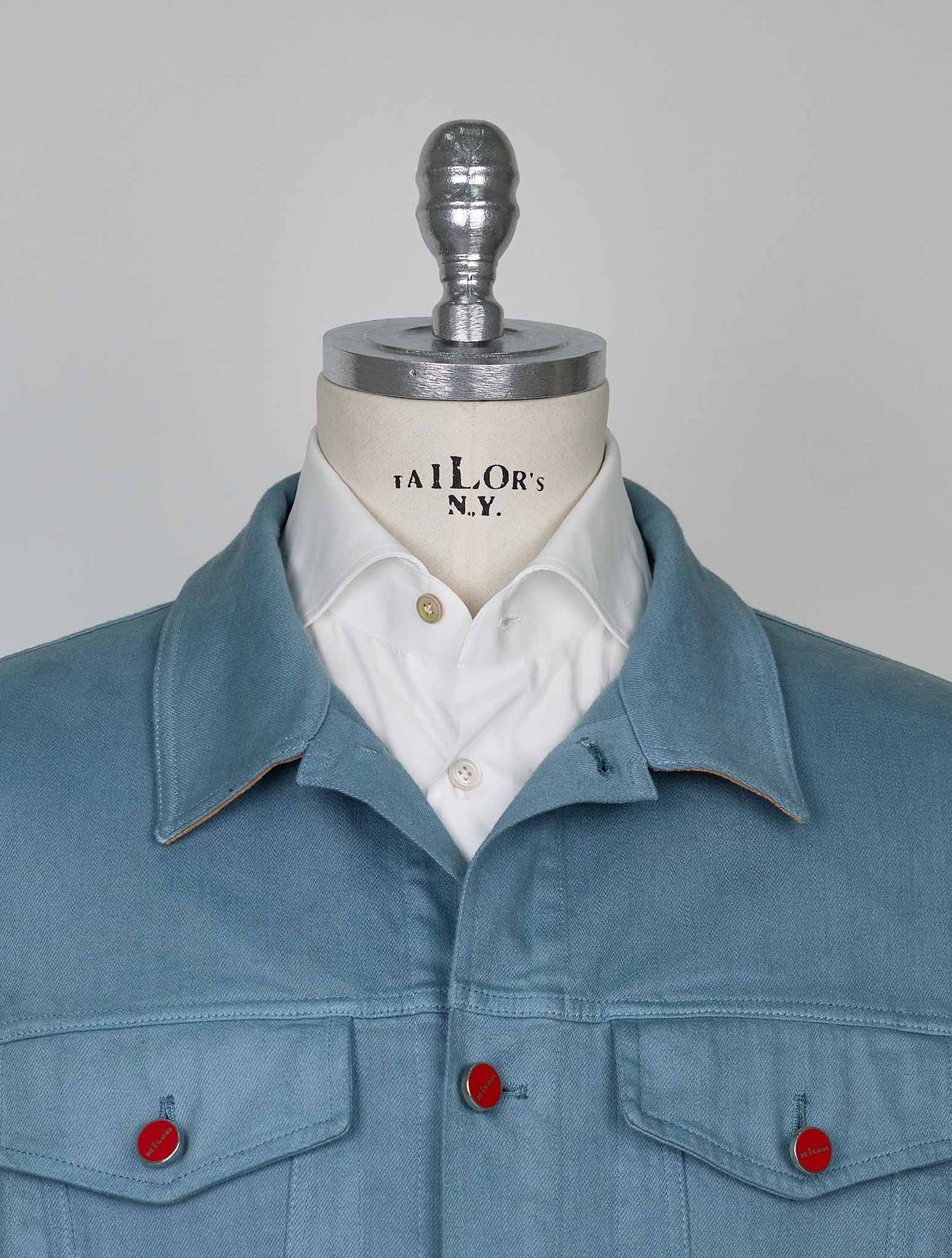 Kiton Light Blue Cotton Ea Coat