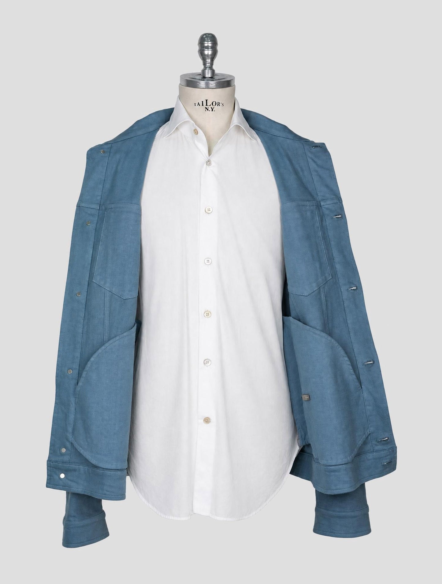 Kiton Light Blue Cotton Ea Coat