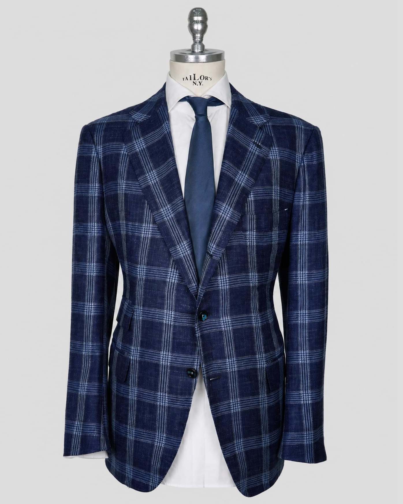 Kiton Blue Cashmere Silk Linen Blazer