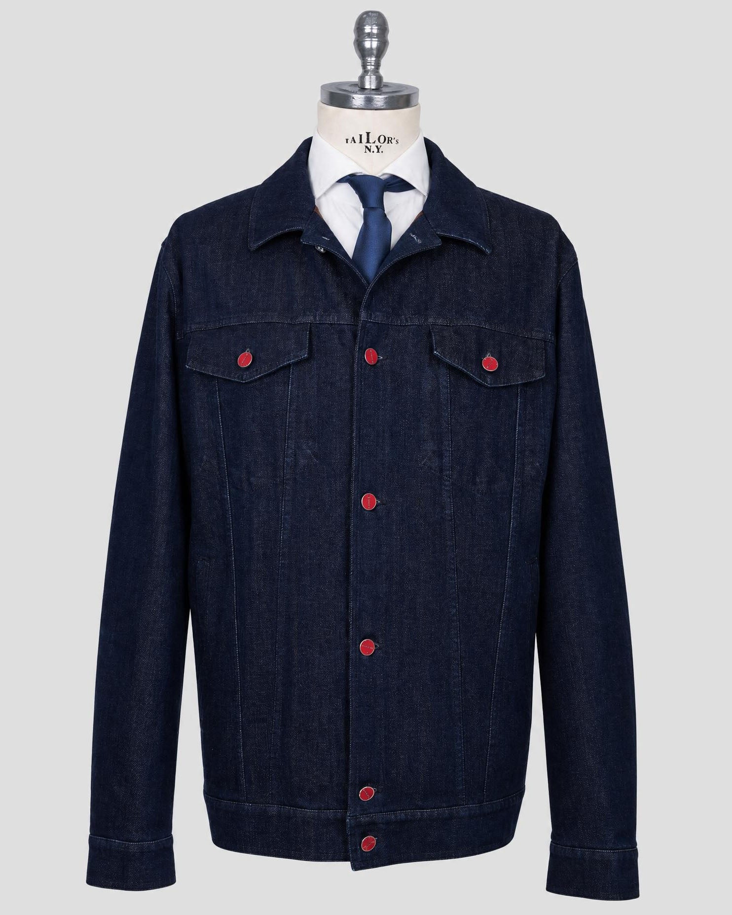 Kiton Blue Cotton Ea Coat