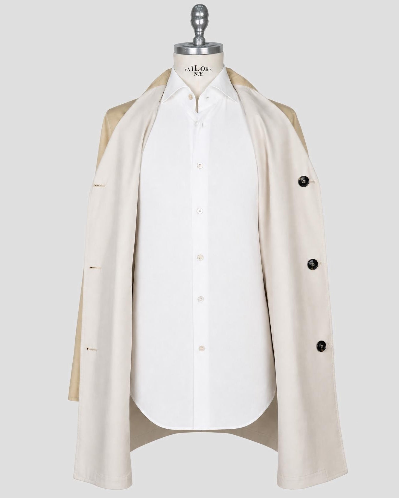 Kiton Beige Cotton Virgin Wool Overcoat