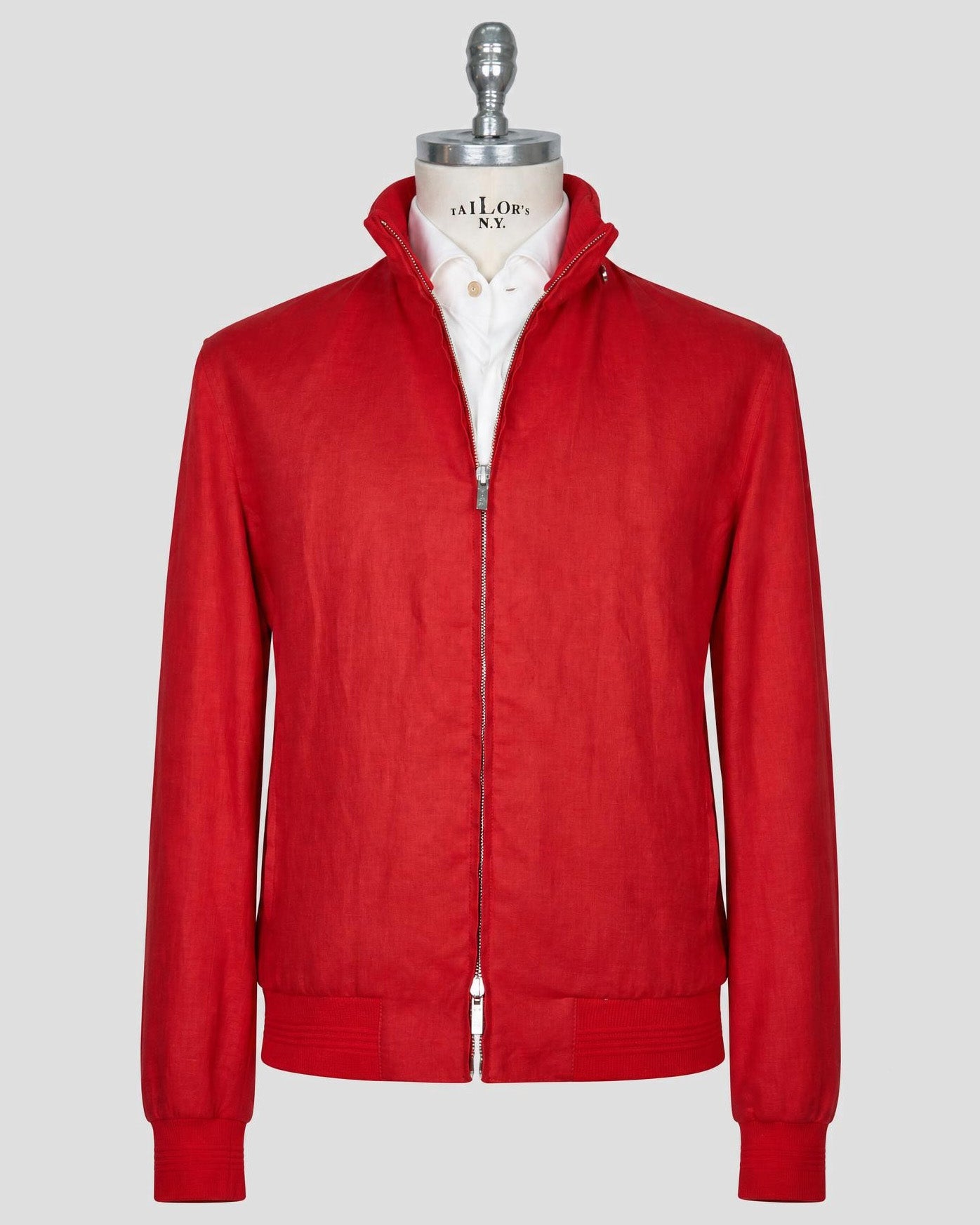 Kiton Red Cotton Virgin Wool Coat
