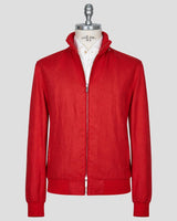 Kiton Red Cotton Virgin Wool Coat