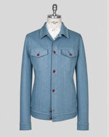 Kiton Light Blue Cotton Ea Coat