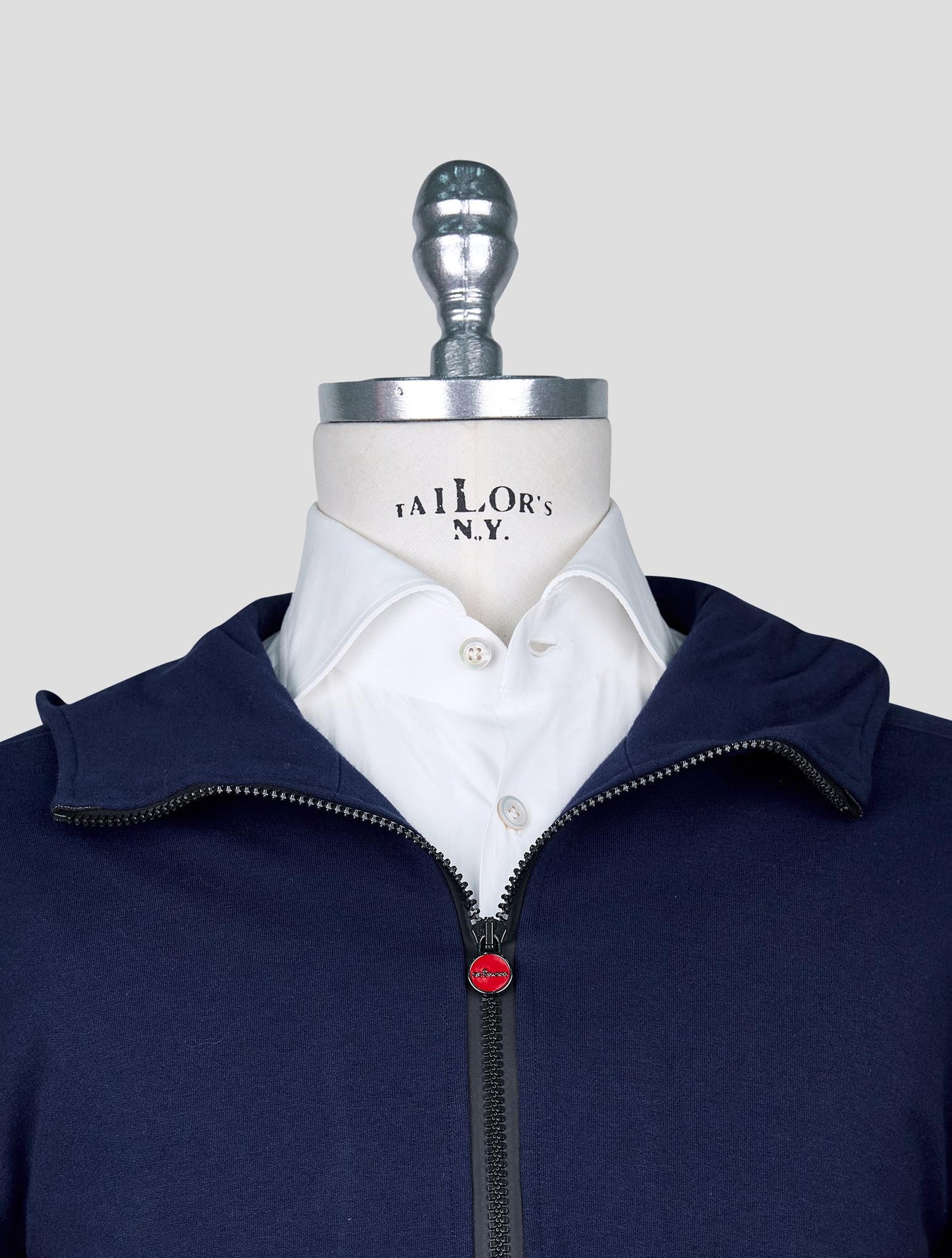 Kiton Blue Cotton Ea Sweater Hoodie