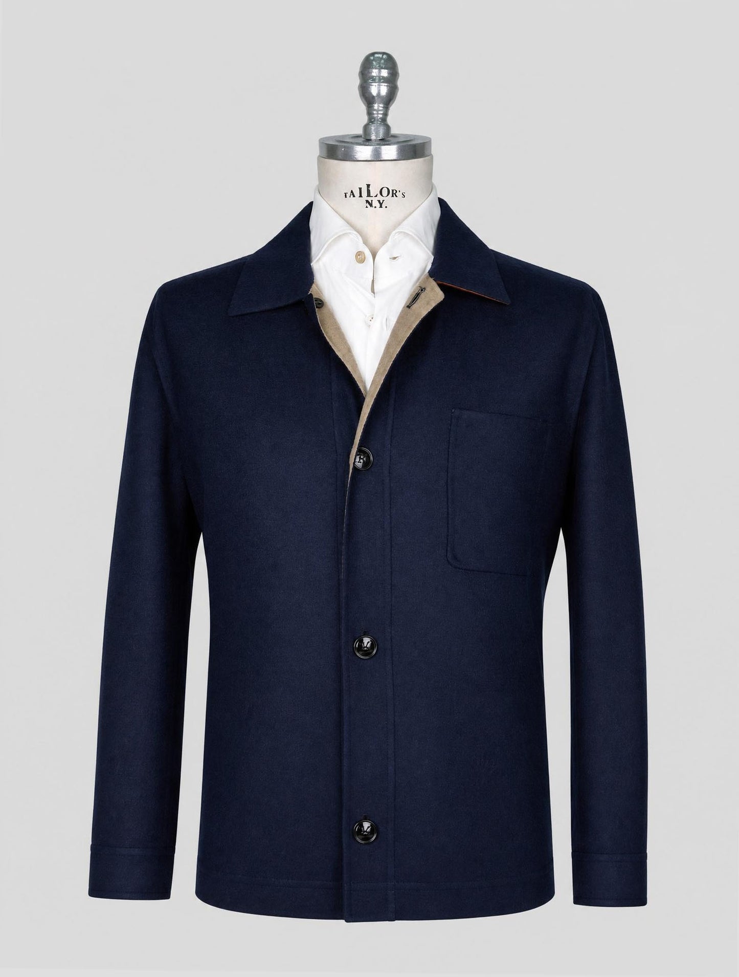 Kiton Blue Cashmere Silk Coat