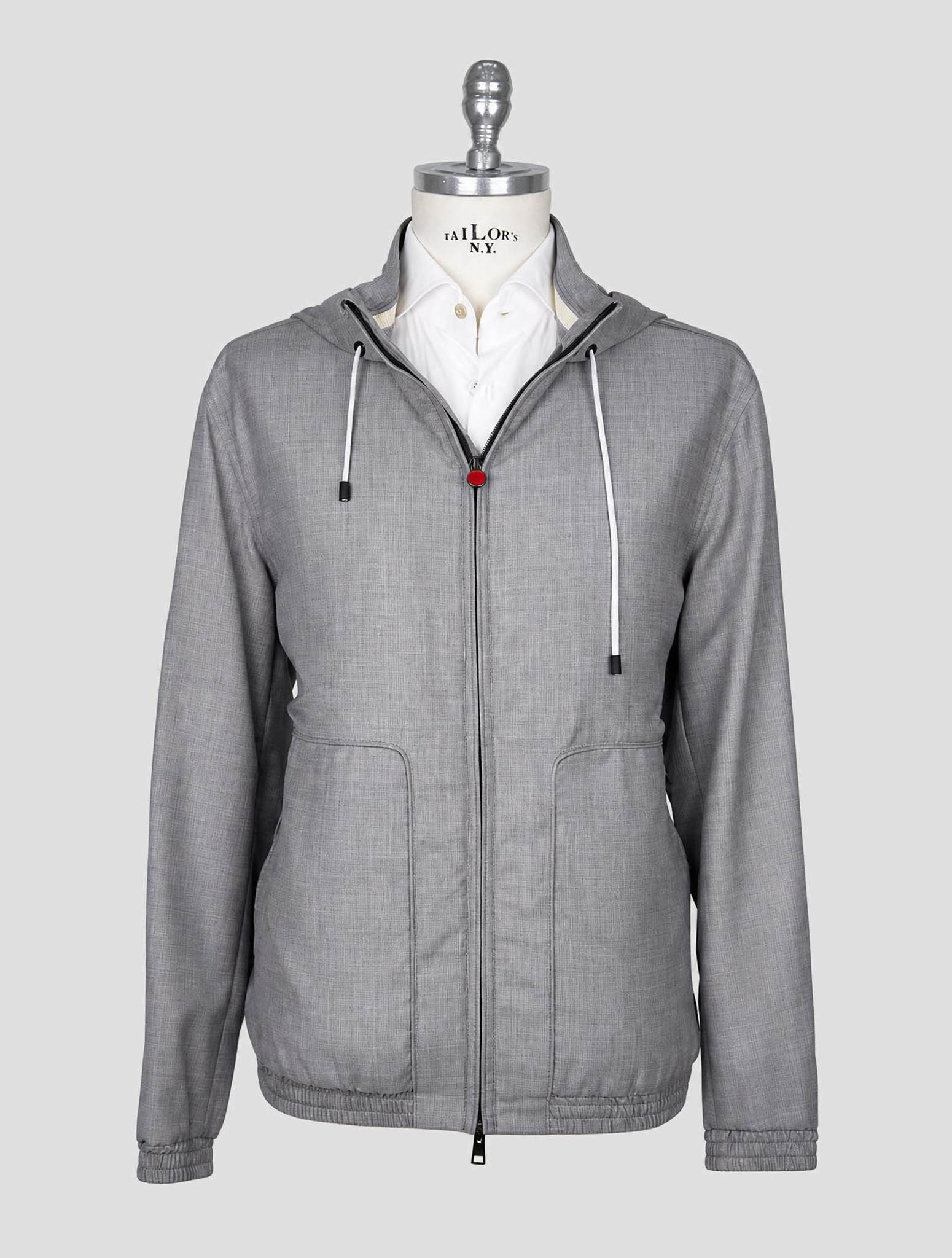 Kiton Gray Virgin Wool Pa Coat