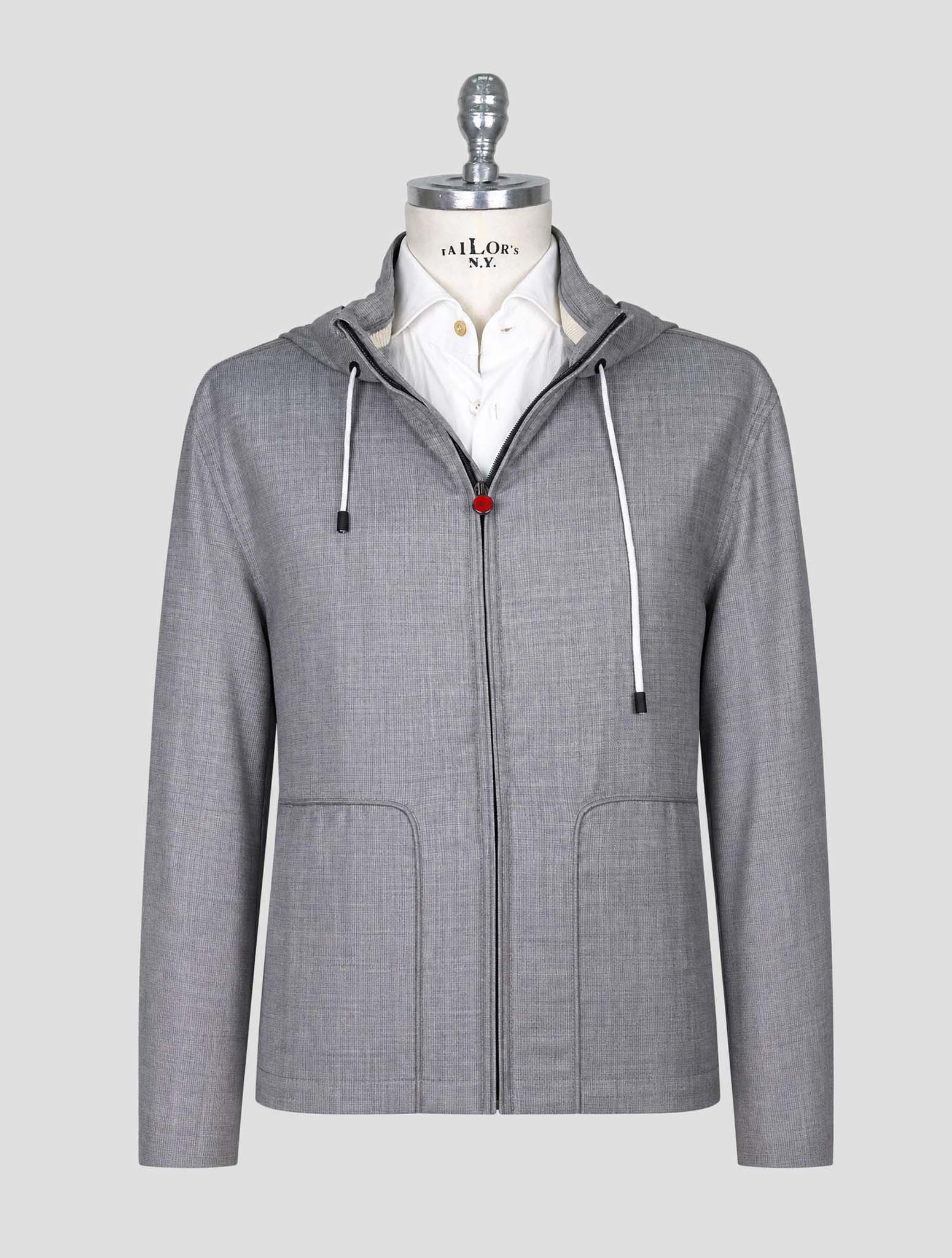 Kiton Gray Virgin Wool Pa Coat