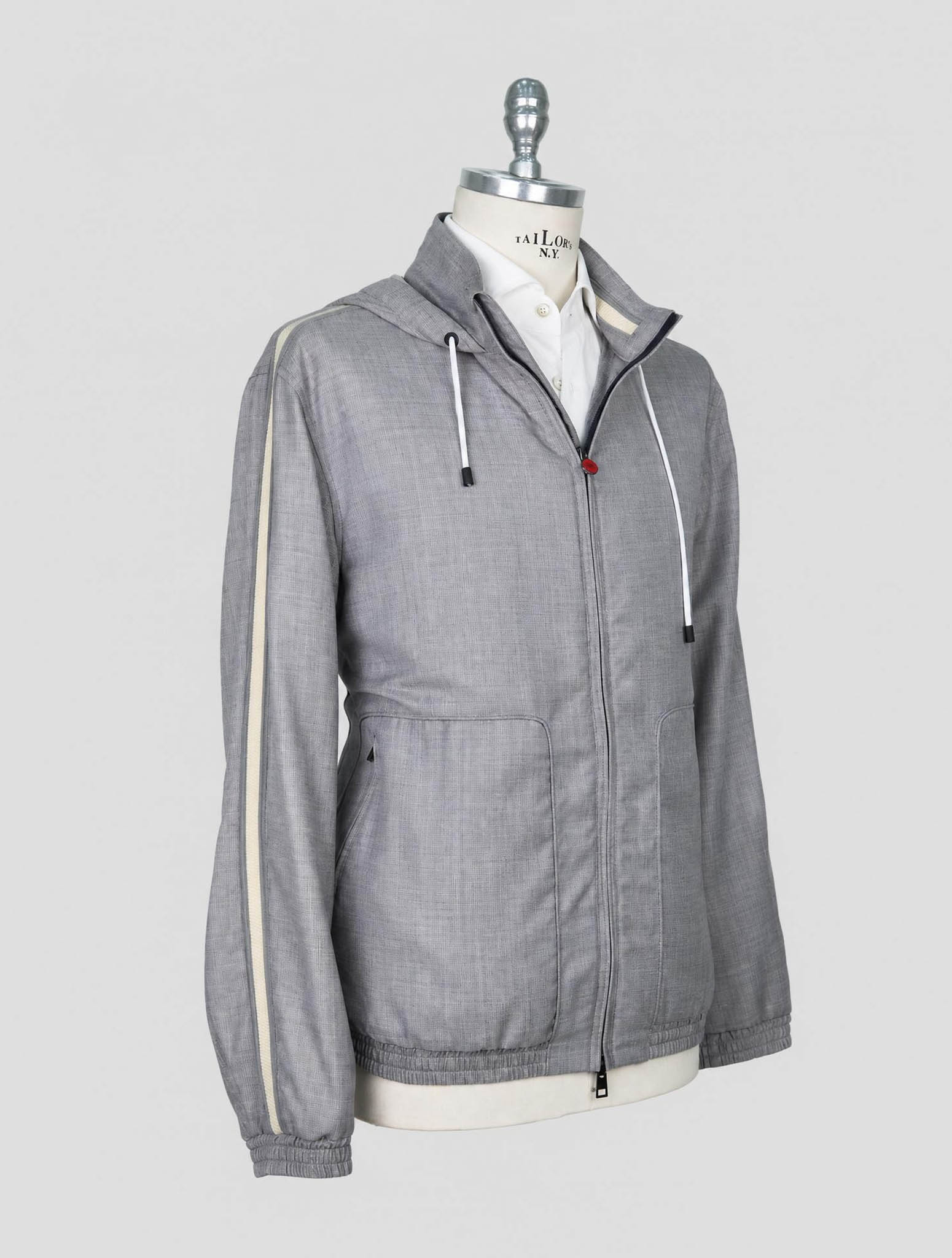 Kiton Gray Virgin Wool Pa Coat