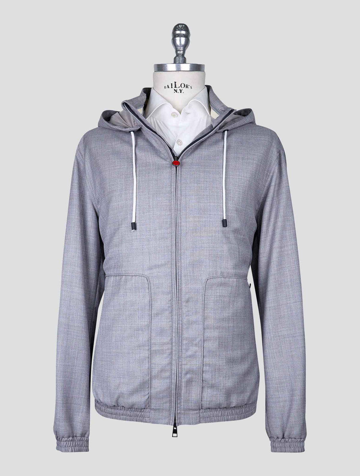 Kiton Gray Virgin Wool Pa Coat