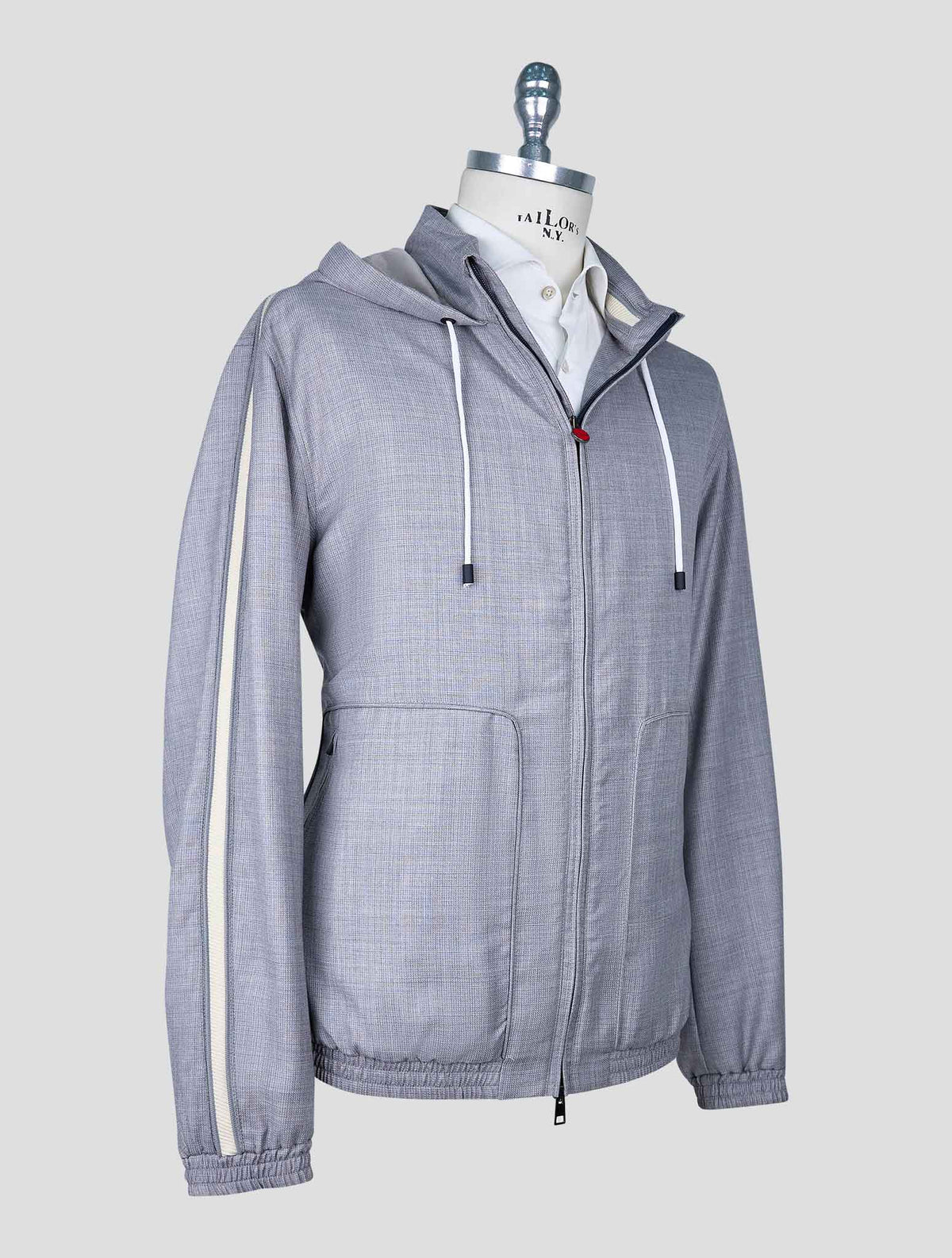 Kiton Gray Virgin Wool Pa Coat