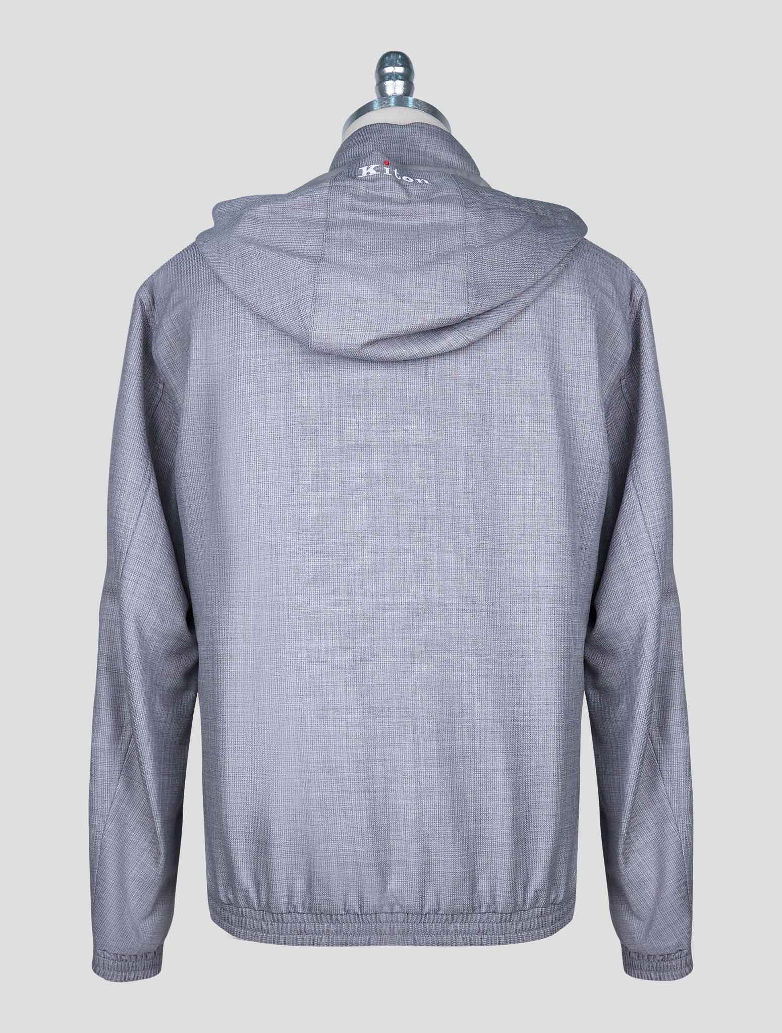 Kiton Gray Virgin Wool Pa Coat