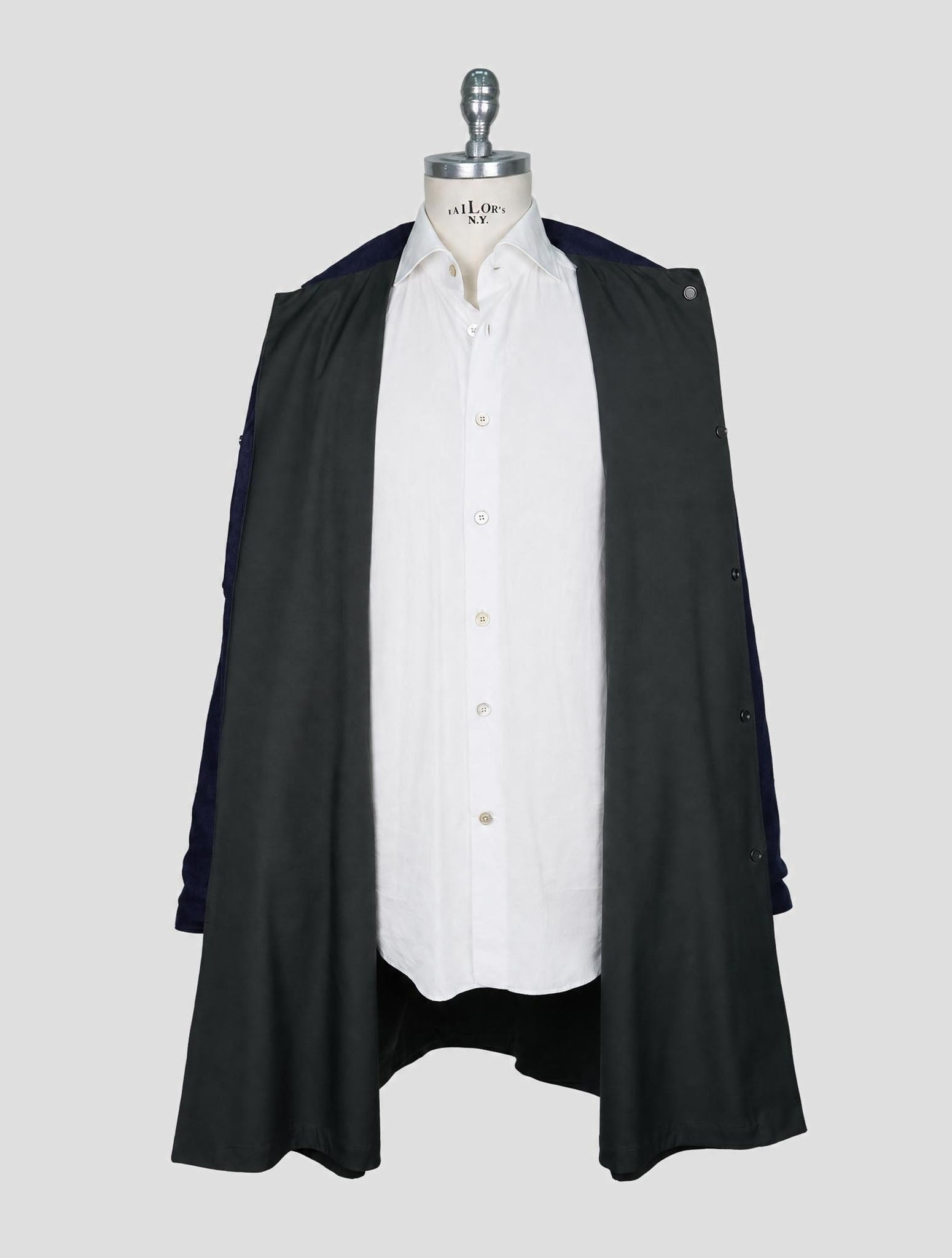 Kiton Blue Green Linen Pl Reverse Overcoat
