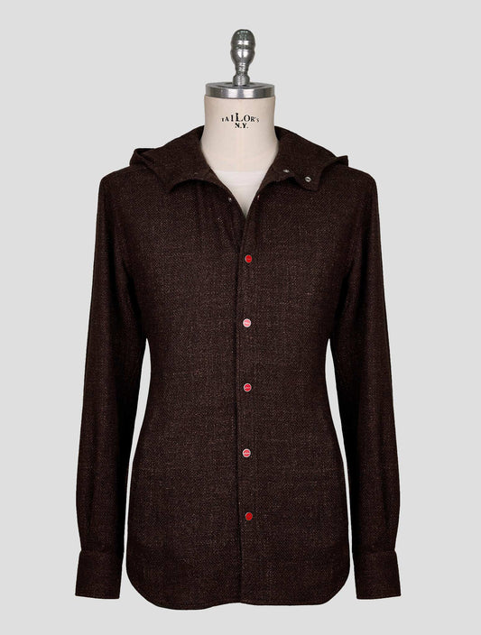 Kiton Brown Virgin Wool Silk Linen Mariano Shirt