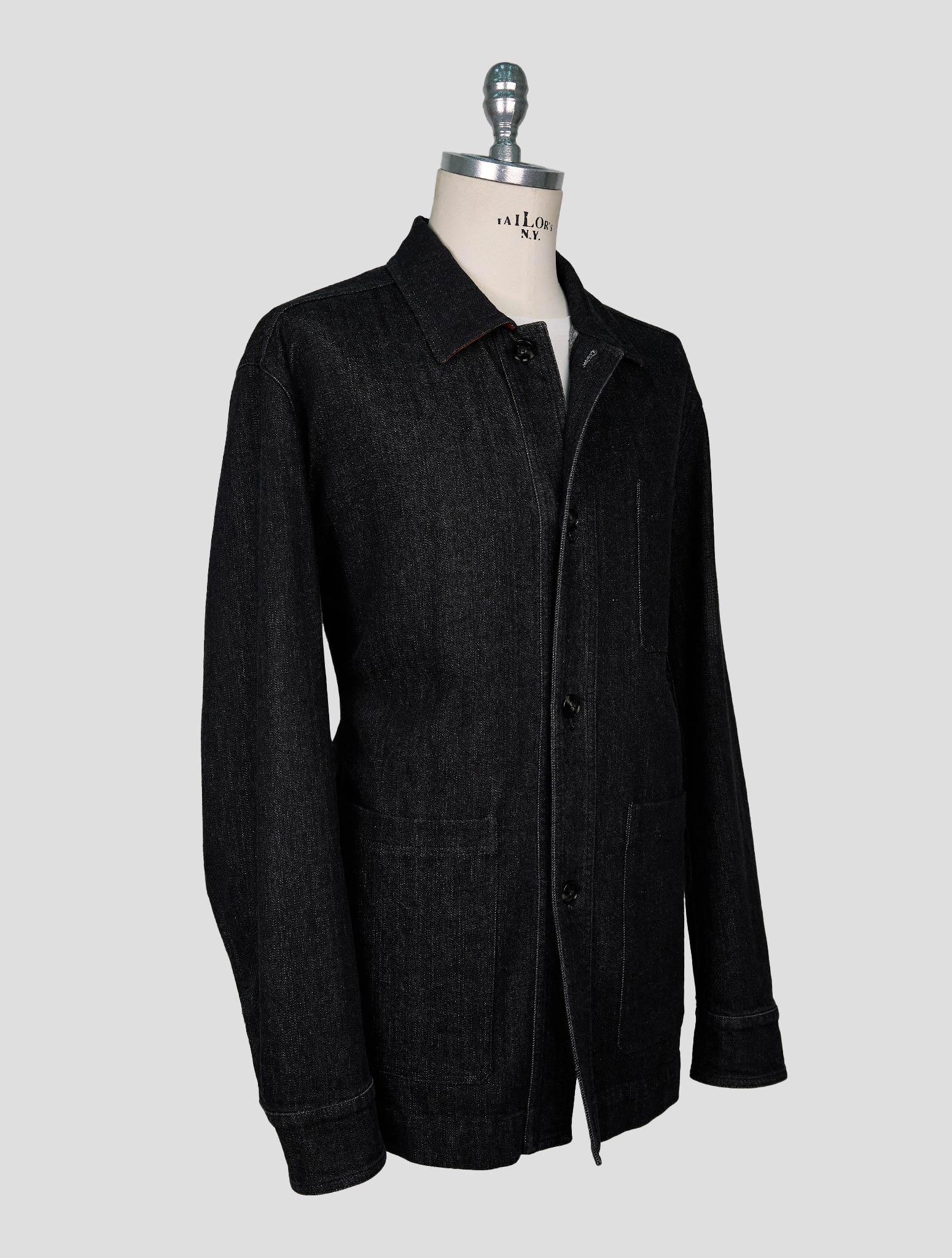 Kiton Black Cotton Ea Coat