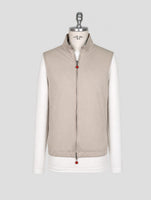 Kiton Beige Gray Pl Reverse Gilet Coat