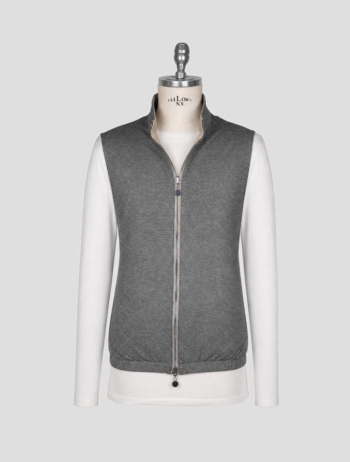 Kiton Beige Gray Pl Reverse Gilet Coat