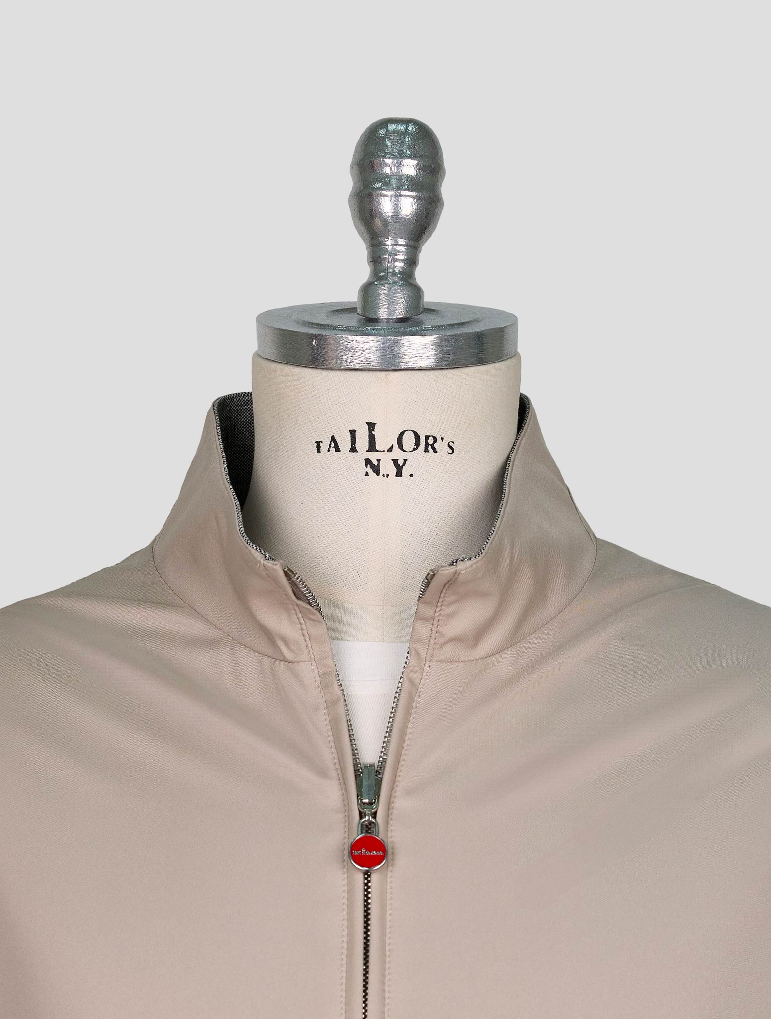 Kiton Beige Gray Pl Reverse Gilet Coat