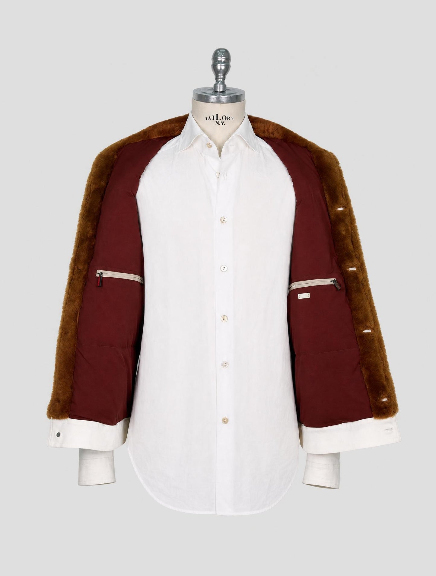 Kiton White Cotton Ea With Fur Coat