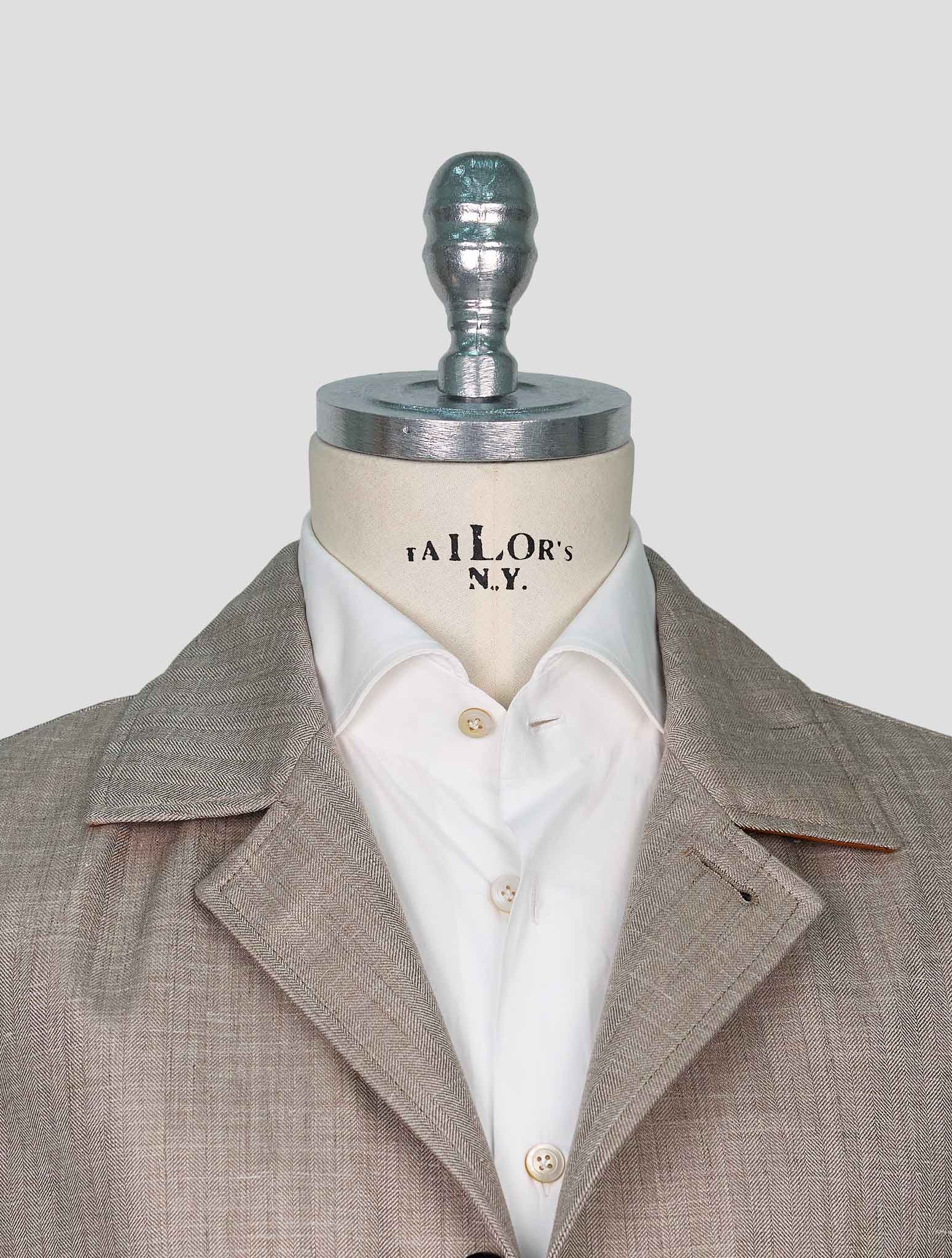 Kiton Gray Virgin Wool Silk Linen Overcoat