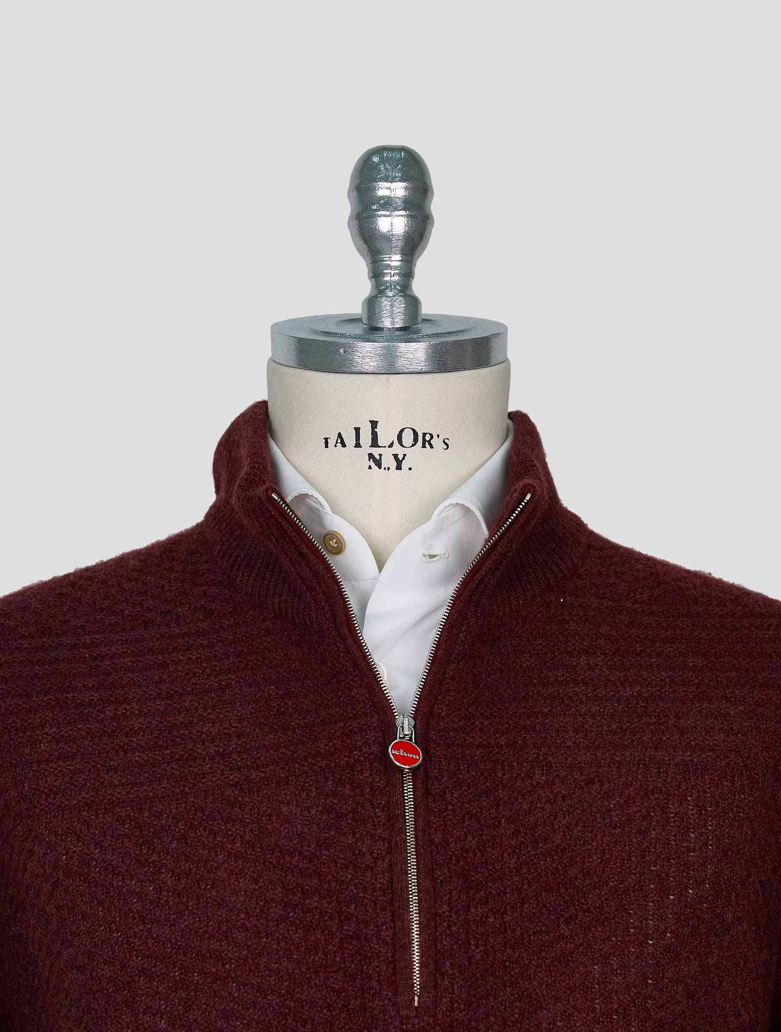 Kiton Burgundy Cashmere Sweater Half Zip